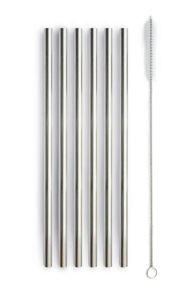 WD LifeStyle Set 6 Cannucce in Acciaio Inox H 21 Cm con Scovolino Colore Argento