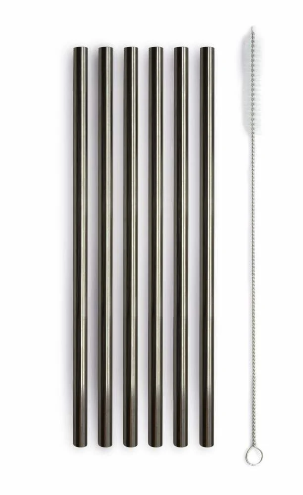 WD LifeStyle Set 6 Cannucce in Acciaio Inox H 21 Cm con Scovolino Colore Nero