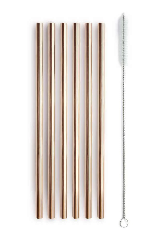 WD LifeStyle Set 6 Cannucce in Acciaio Inox H 21 Cm con Scovolino Colore RoseGold