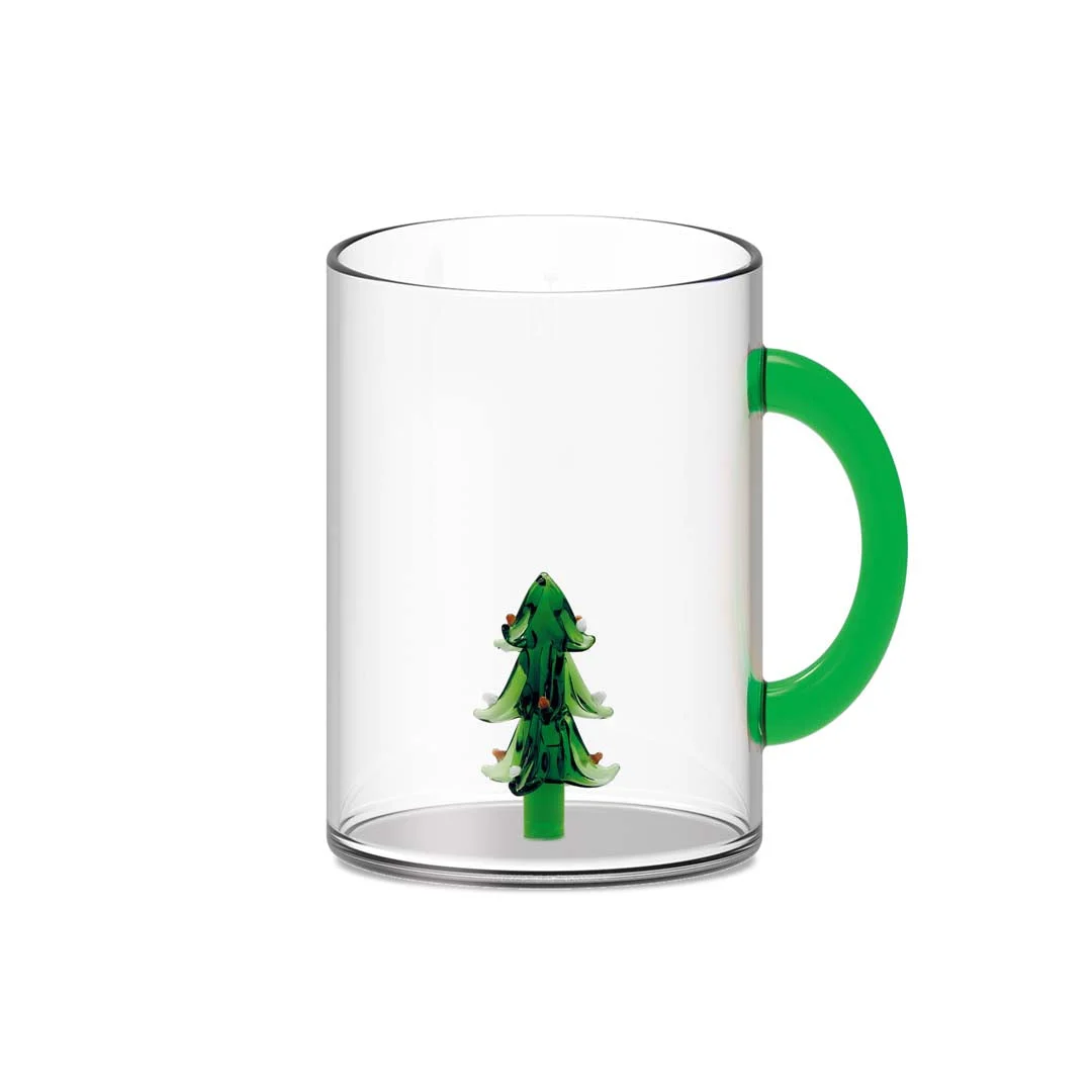 WD LifeStyle Tazza Vetro Borosilicato Cc 420 Ml Decoro Albero di Natale