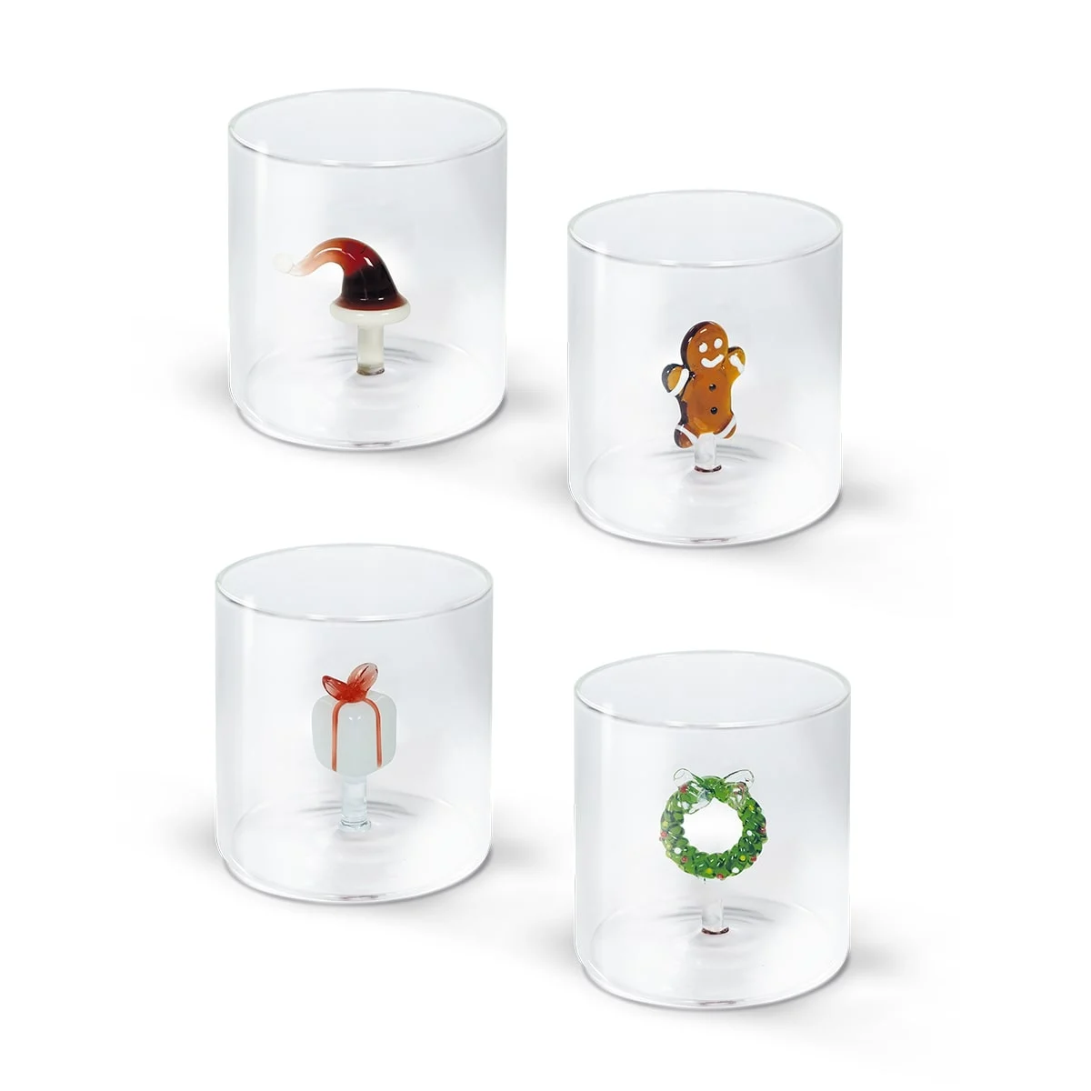 WD LifeStyle Bicchiere in Vetro Borosilocato Figure Natale Ass. 250 Ml 1 Pz
