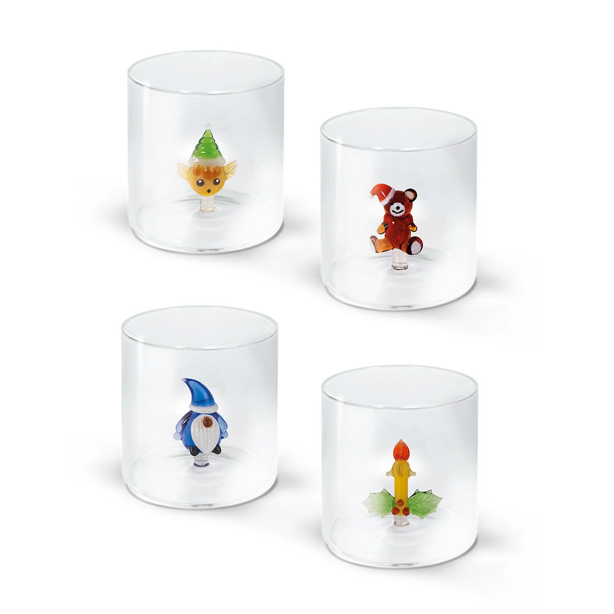WD LifeStyle Bicchiere Vetro Borosilicato Cc 250 ml Decori Natalizi Ass. 1 Pz