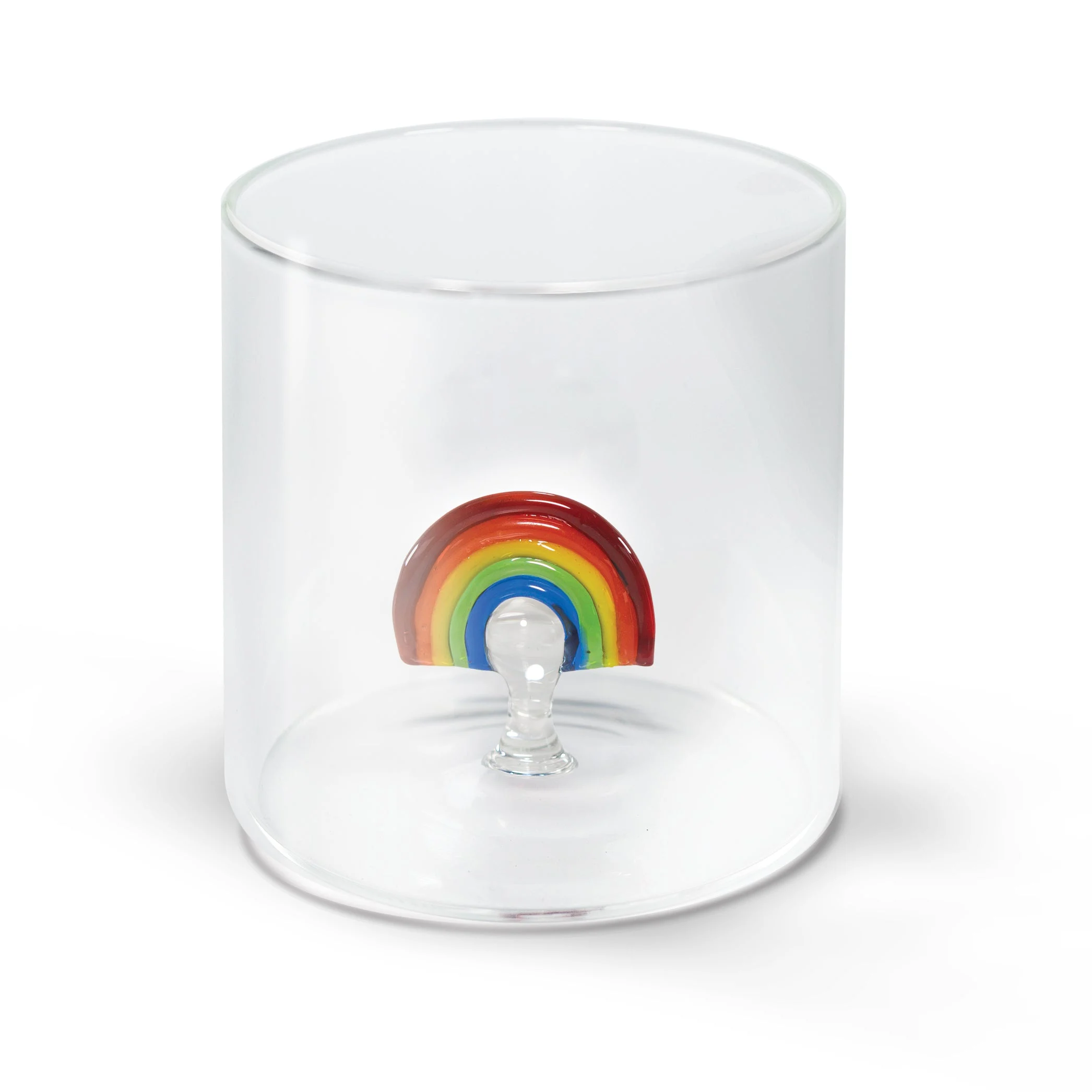 WD LifeStyle Bicchiere Vetro Borosilicato Cc 250 ml Decoro Arcobaleno