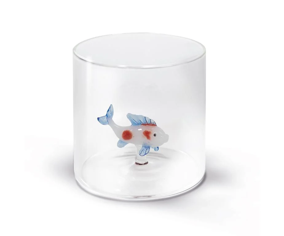 WD LifeStyle Bicchiere Vetro Borosilicato Cc 250 ml Decoro Carpa