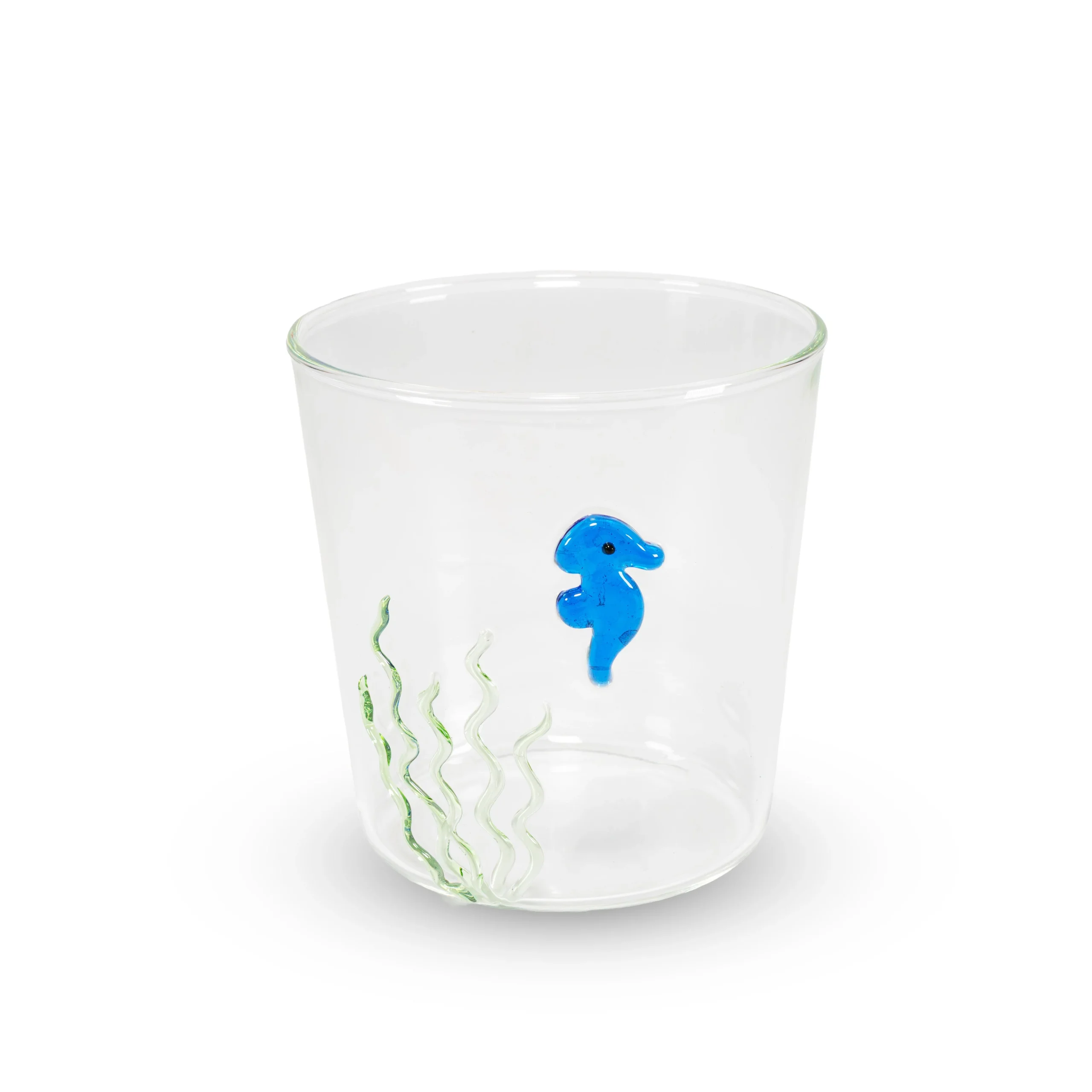 WD LifeStyle Bicchiere Vetro Borosilicato Cc 250 ml Decoro Cavalluccio Marino