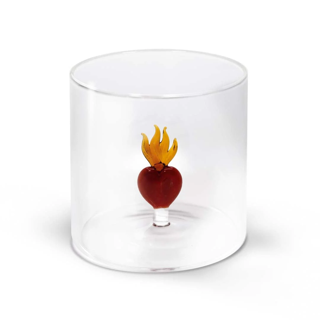 WD LifeStyle Bicchiere Vetro Borosilicato Cc 250 ml Decoro Cuore Sacro