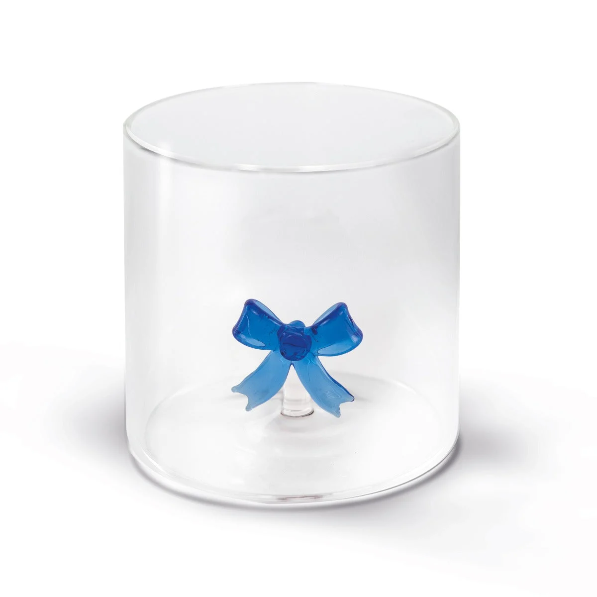 WD LifeStyle Bicchiere Vetro Borosilicato Cc 250 ml Decoro Fiocco Blu
