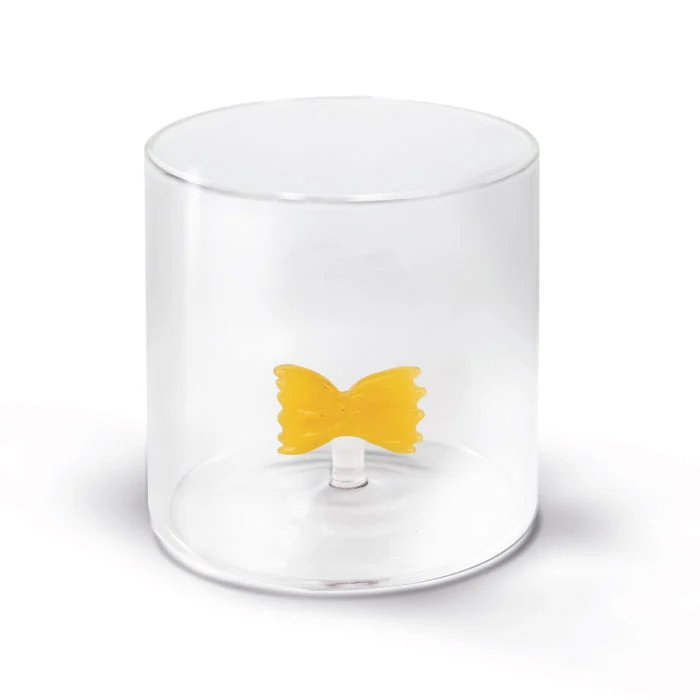 WD LifeStyle Bicchiere Vetro Borosilicato Cc 250 ml Decoro Pasta Farfalla