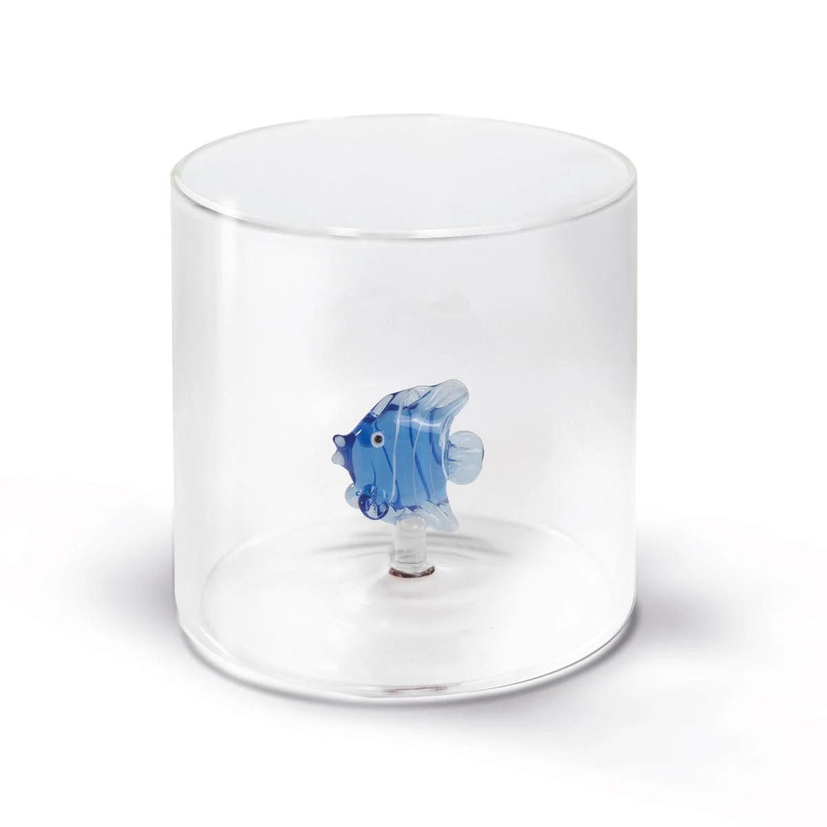 WD LifeStyle Bicchiere Vetro Borosilicato Cc 250 ml Decoro Pesce Azzurro