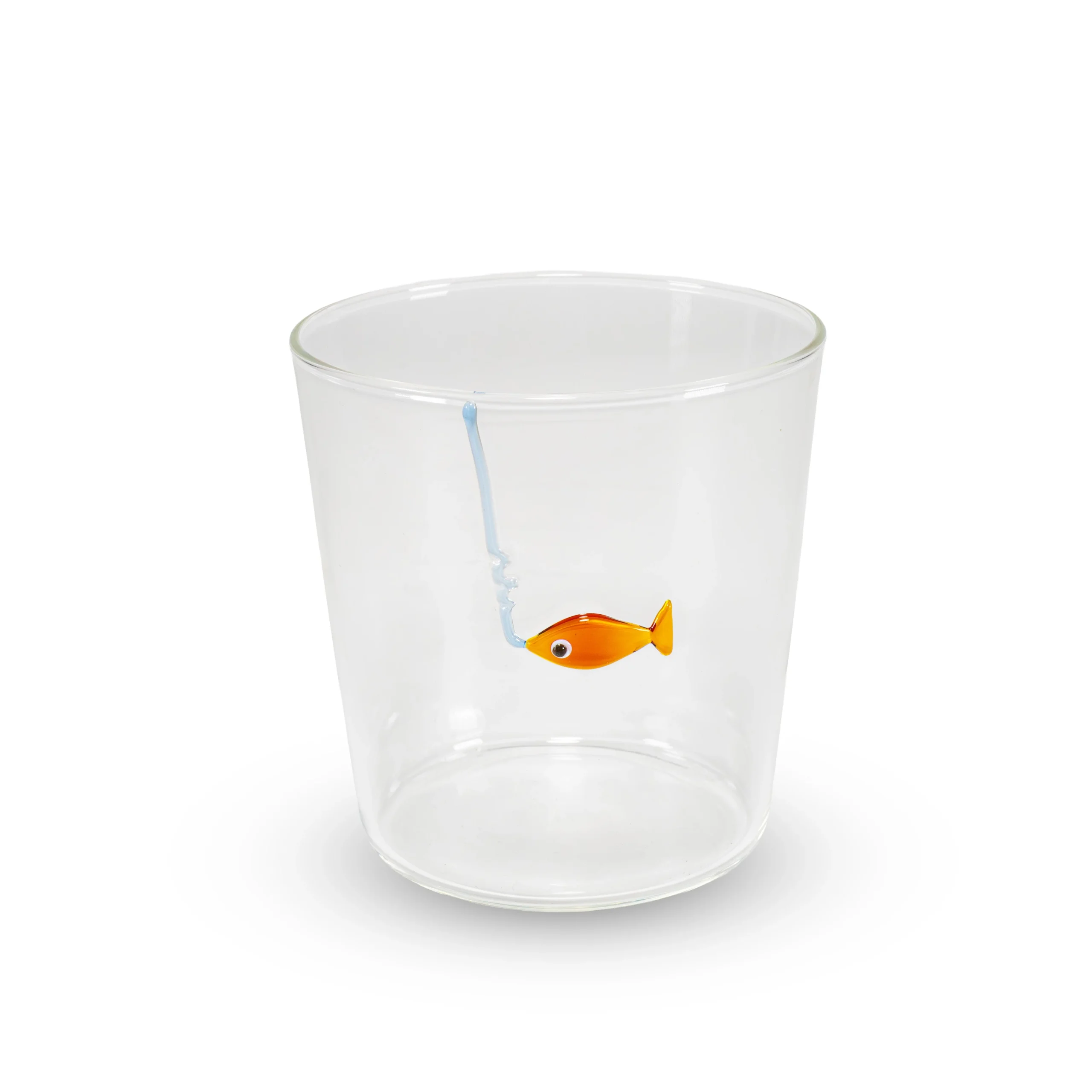 WD LifeStyle Bicchiere Vetro Borosilicato Cc 250 ml Decoro Pesce con Amo