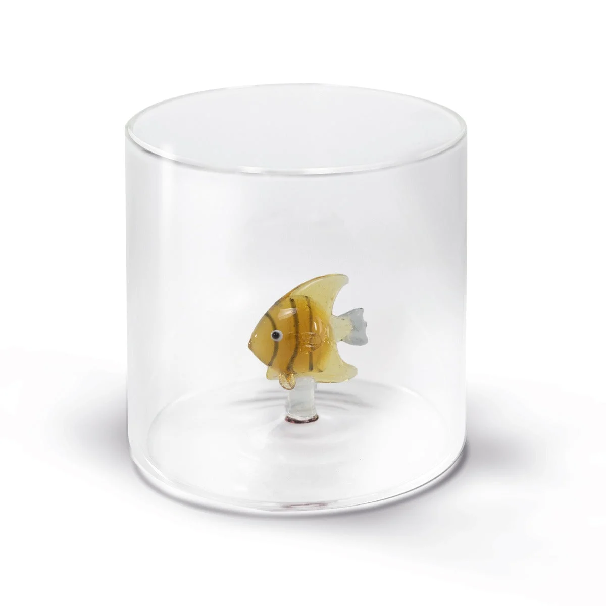 WD LifeStyle Bicchiere Vetro Borosilicato Cc 250 ml Decoro Pesce Oro