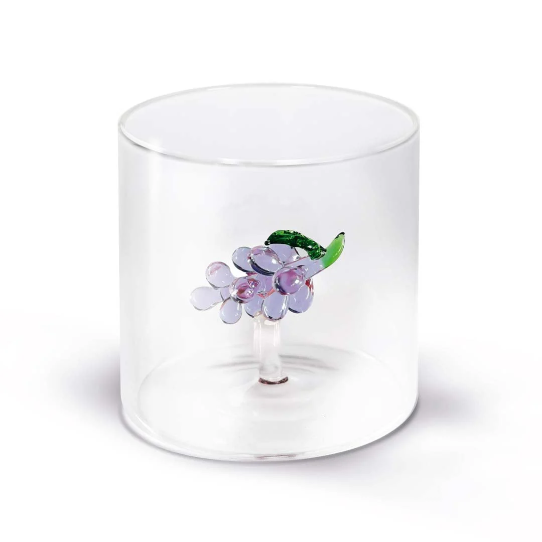 WD LifeStyle Bicchiere Vetro Borosilicato Cc 250 ml Decoro Uva