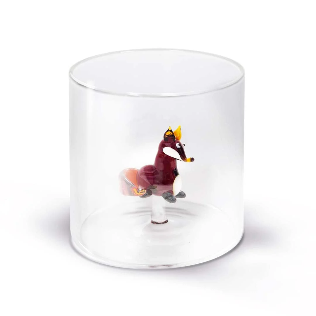 WD LifeStyle Bicchiere Vetro Borosilicato Cc 250 ml Decoro Volpe