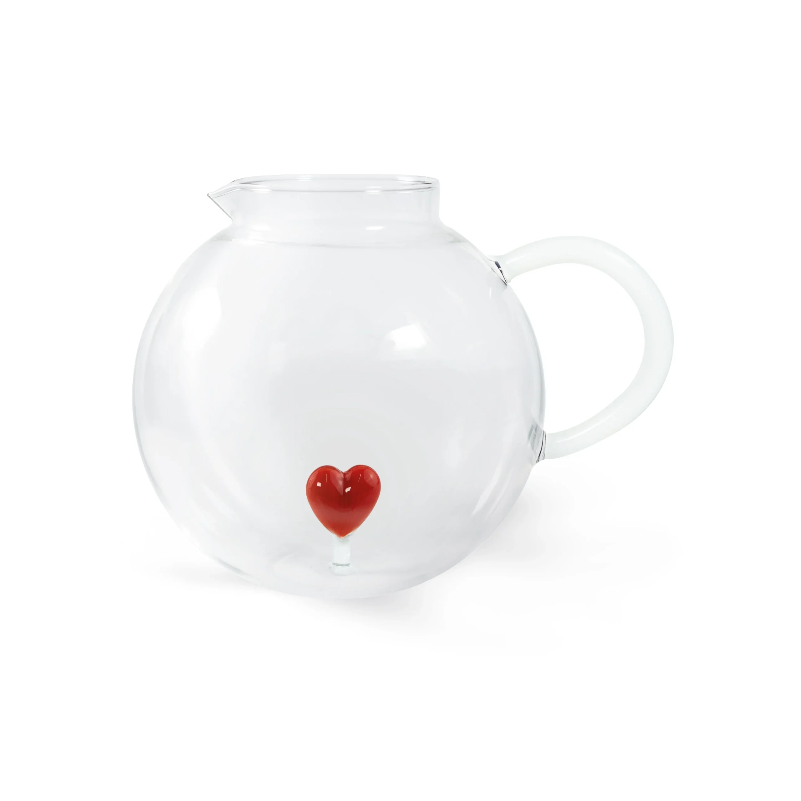 WD LifeStyle Brocca Vetro Borosilicato Cc 1,7 Lt Decoro Cuore Rosso
