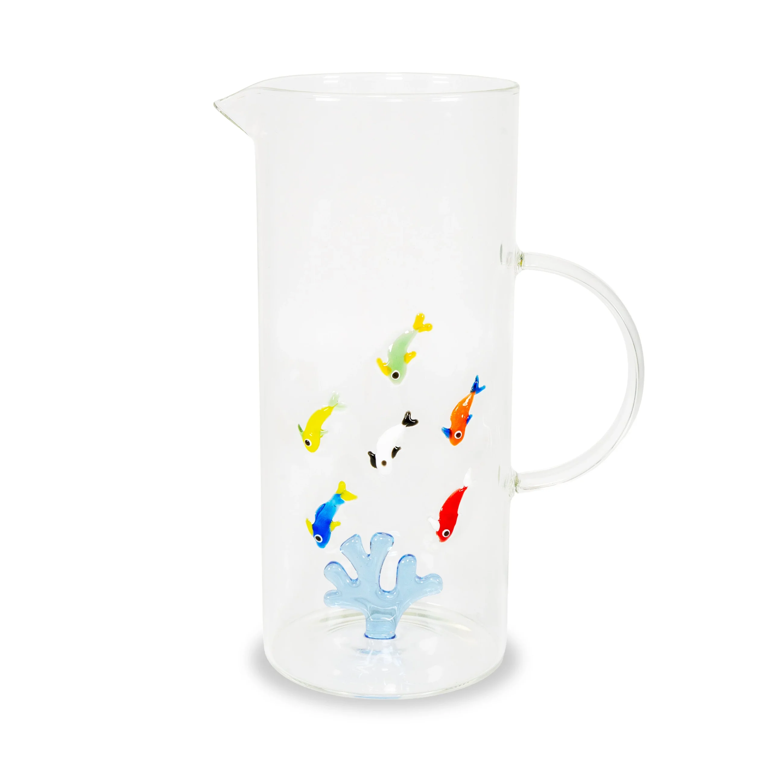 WD LifeStyle Caraffa in Vetro 1,3 Lt Decoro Corallo e Pesci