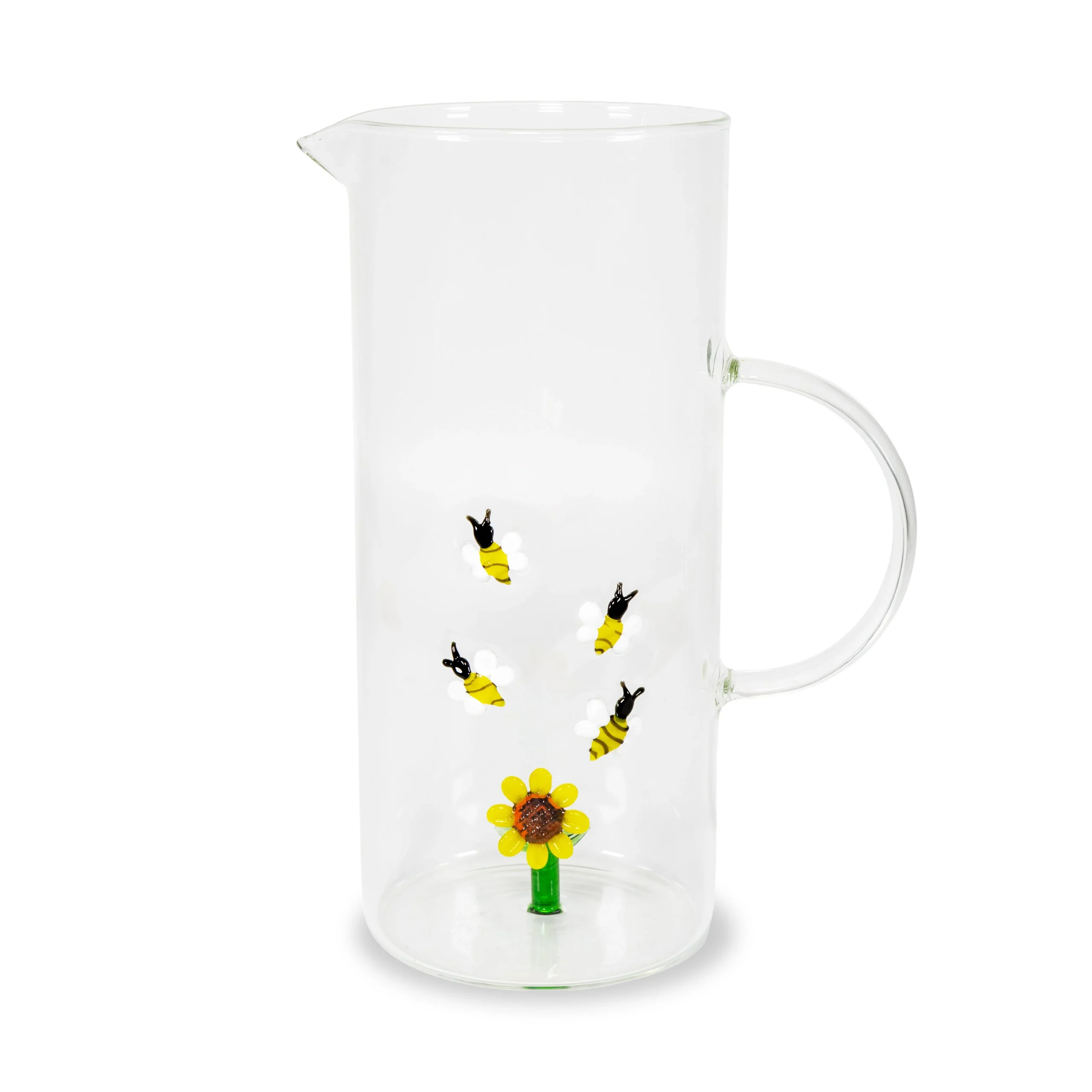 WD LifeStyle Caraffa in Vetro 1,3 Lt Decoro Girasole e Api