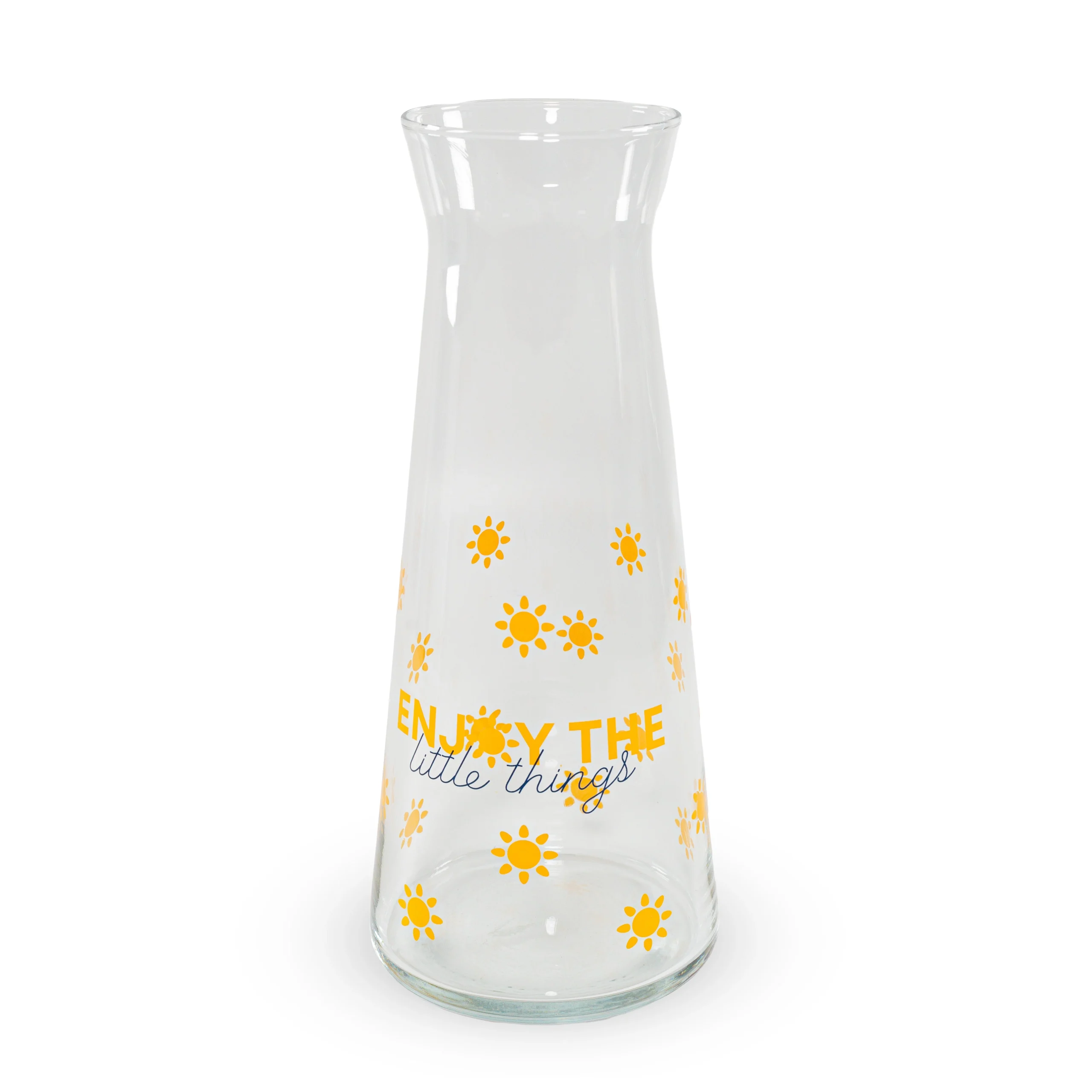 WD LifeStyle Caraffa in Vetro Decorata 1 Lt Decoro Enjoy the Little Thing Giallo