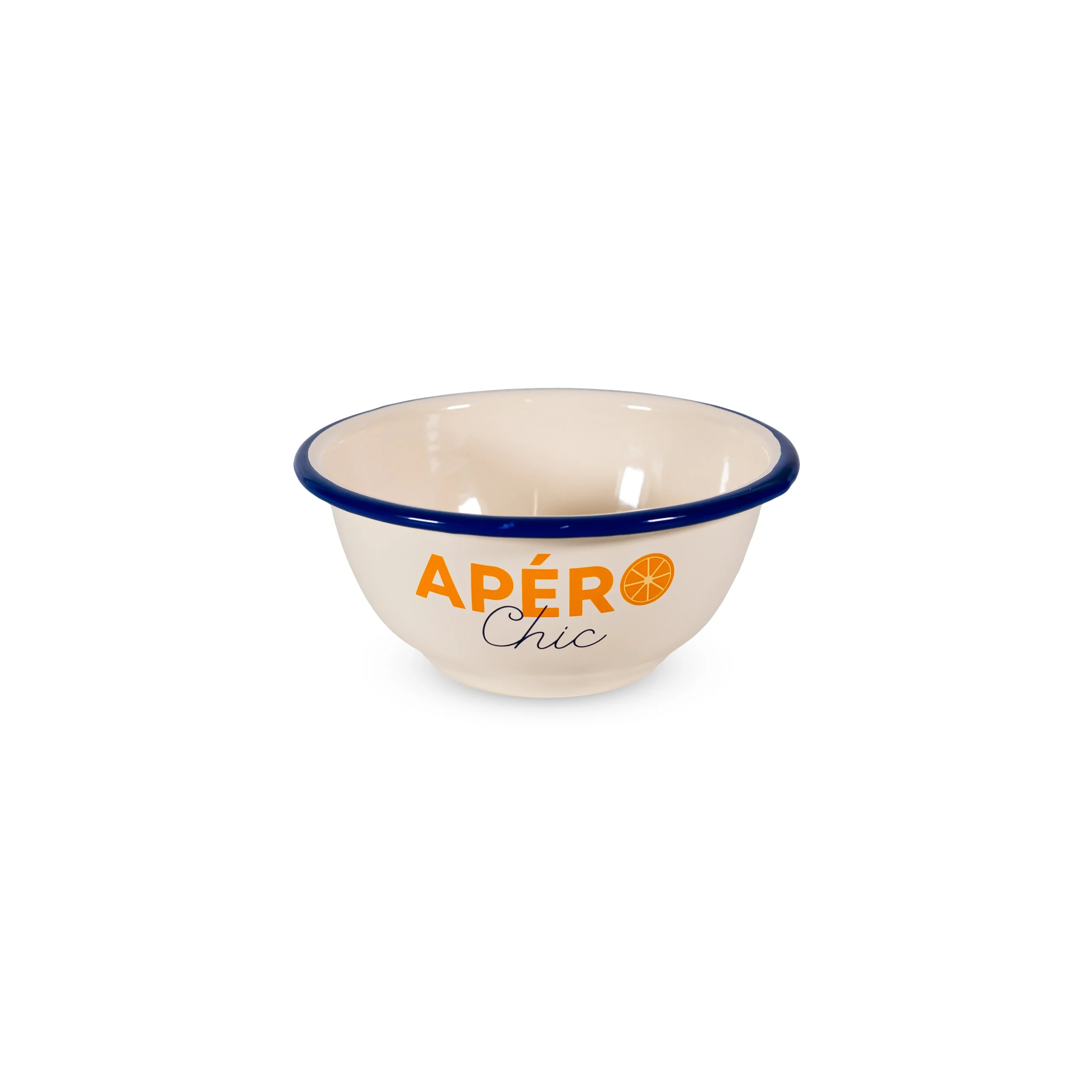 WD LifeStyle Ciotola in Latta Smaltata D 14 Cm H 6,5 Cm  Scritta "Apéro Chic"