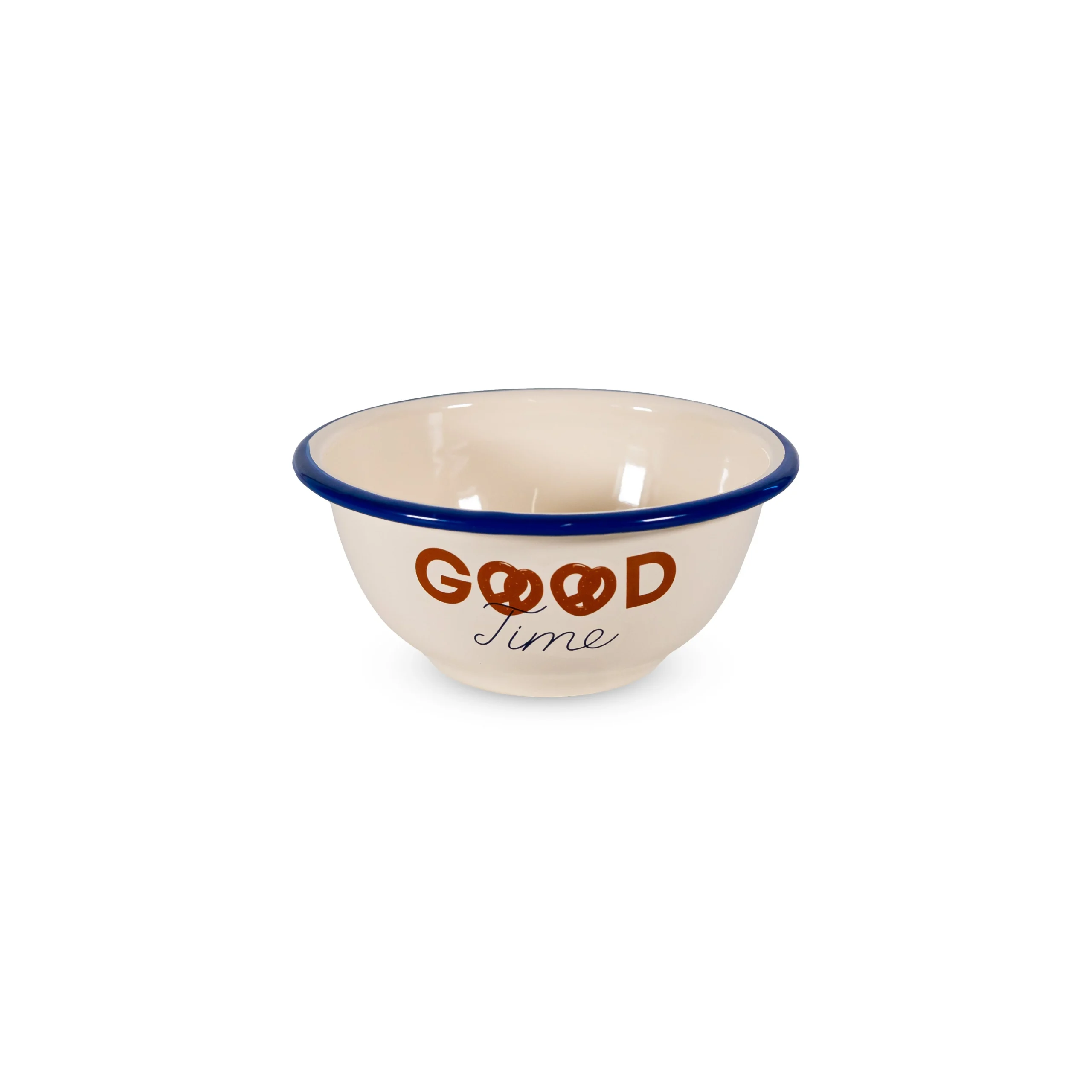 WD LifeStyle Ciotola in Latta Smaltata D 14 Cm H 6,5 Cm  Scritta "Good Time"
