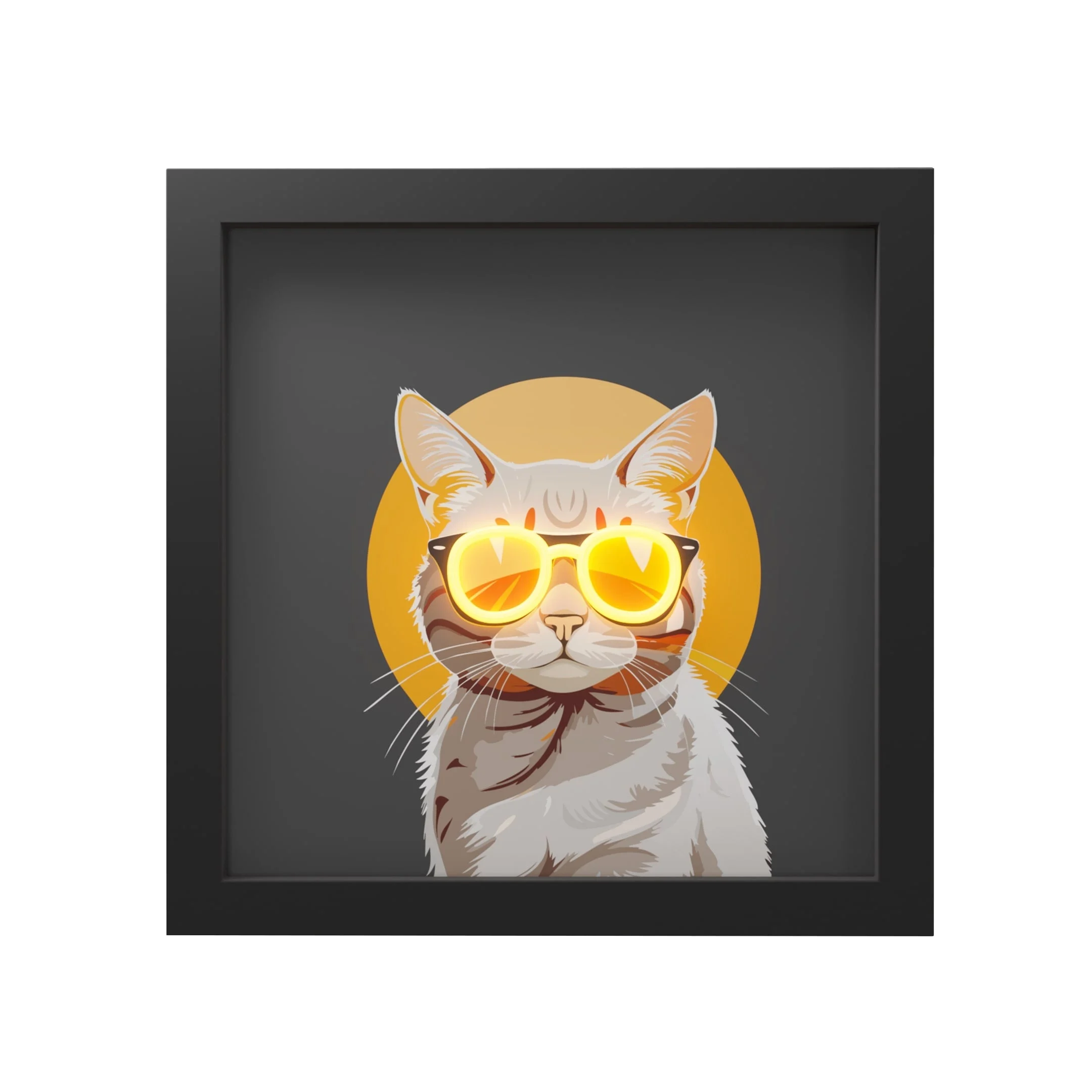 WD LifeStyle Cornice con Inserti Luminosi 30 x 30 Cm Decoro Gatto