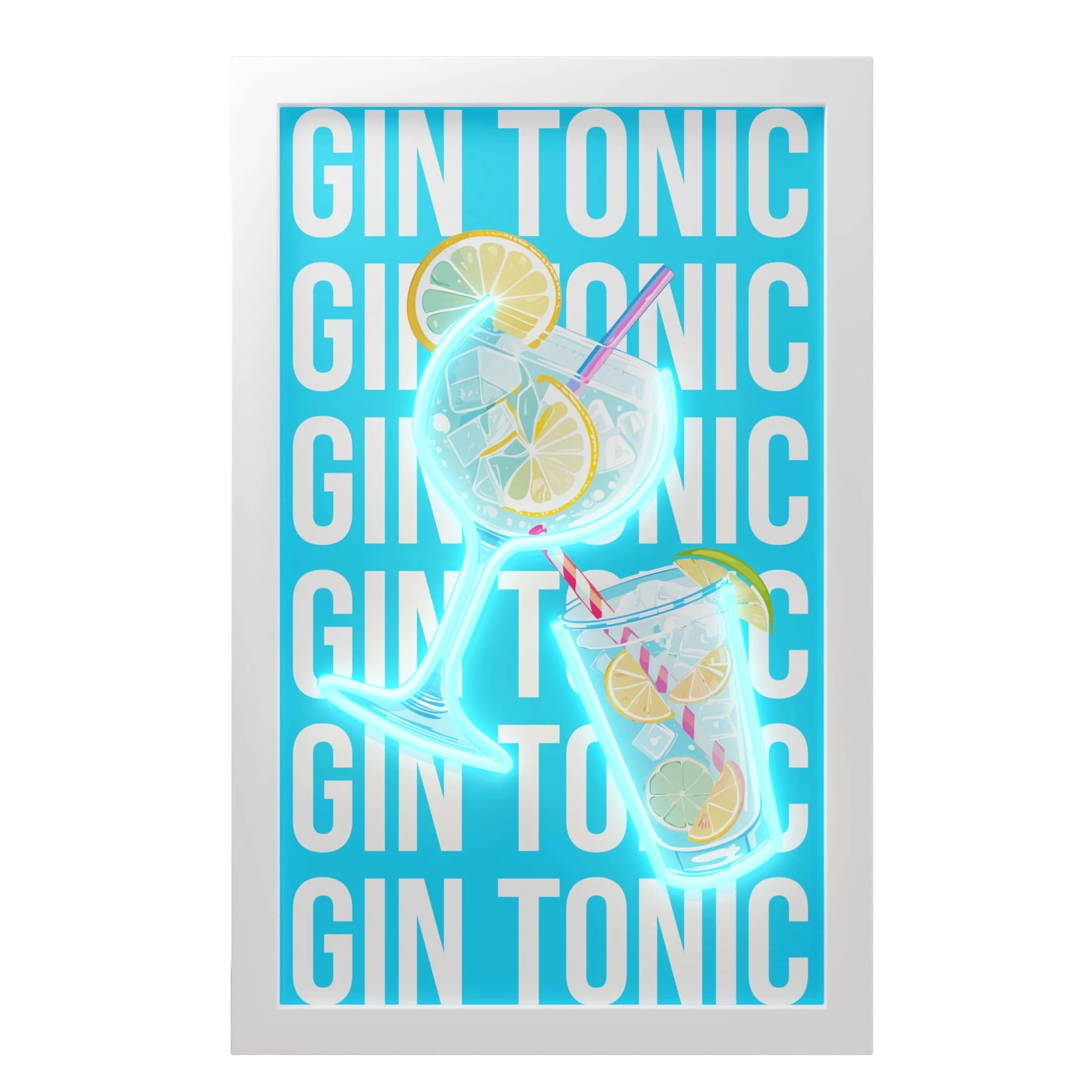 WD LifeStyle Cornice con Inserti Luminosi Decoro Gin Tonic 30 x 50 Cm Multicolor