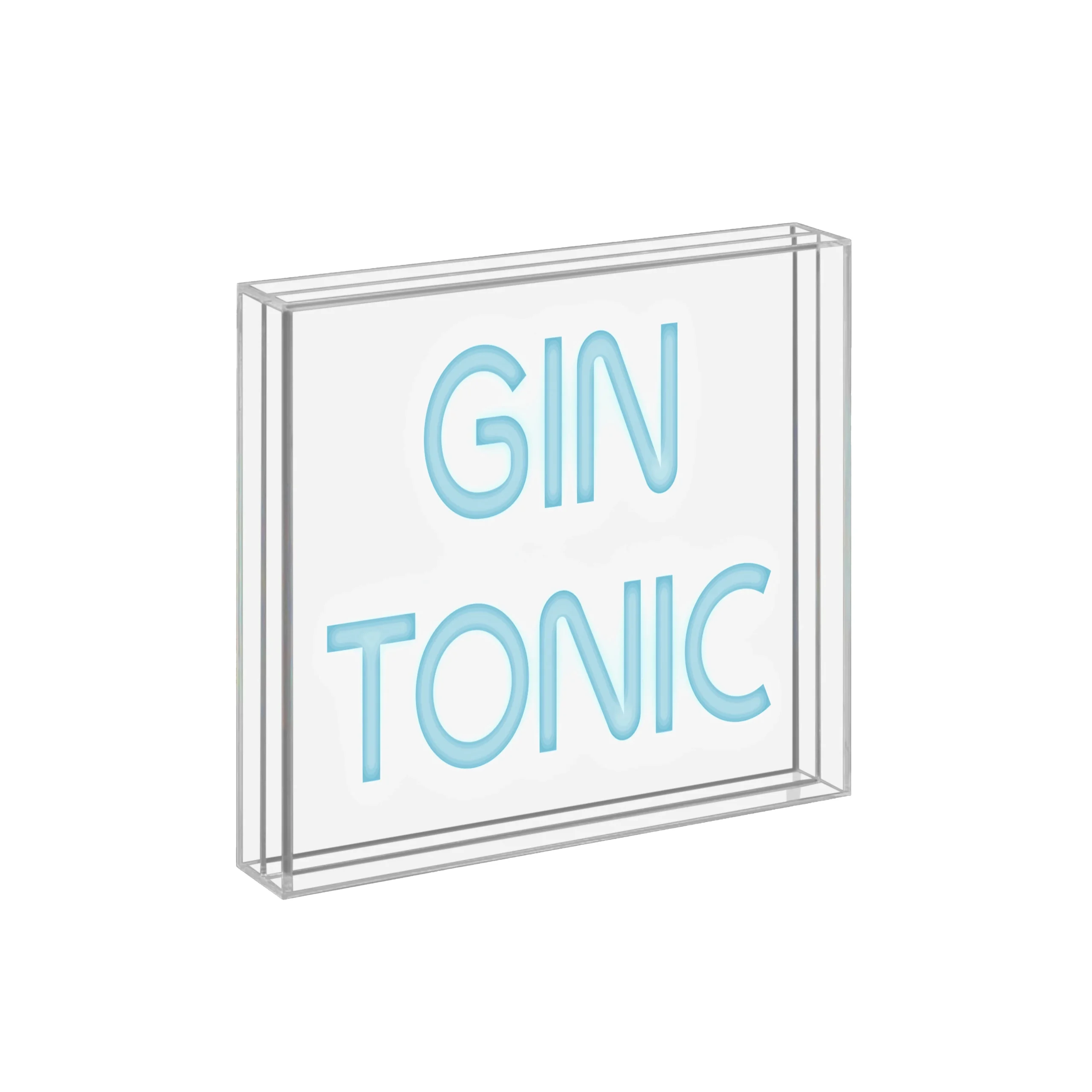 WD LifeStyle Insegna Neon con Cornice in Plexiglass 18 x 18 Cm Decoro Gin Tonic