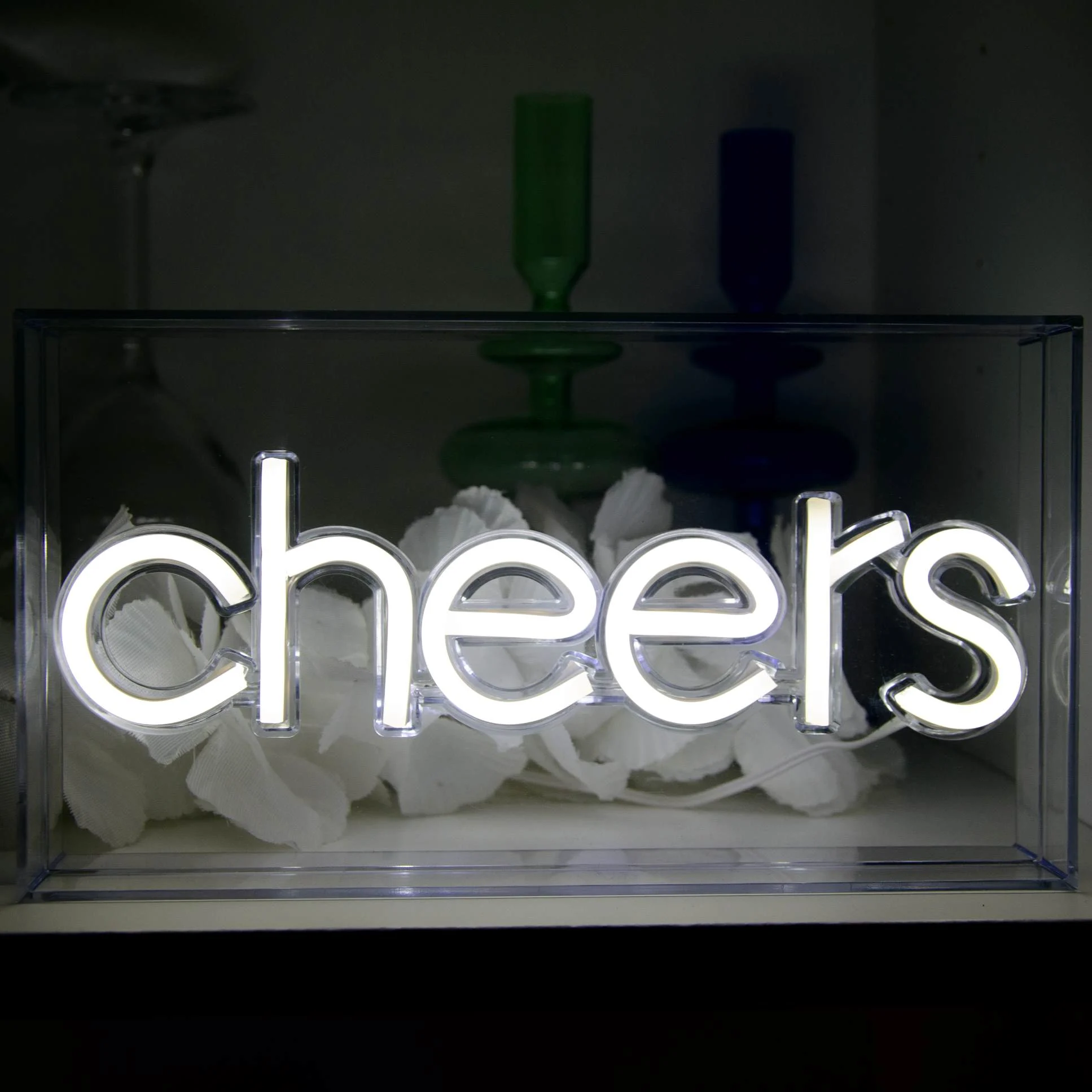 WD LifeStyle Insegna Neon con Cornice in Plexiglass 23 x 13 Cm Decoro Cheers