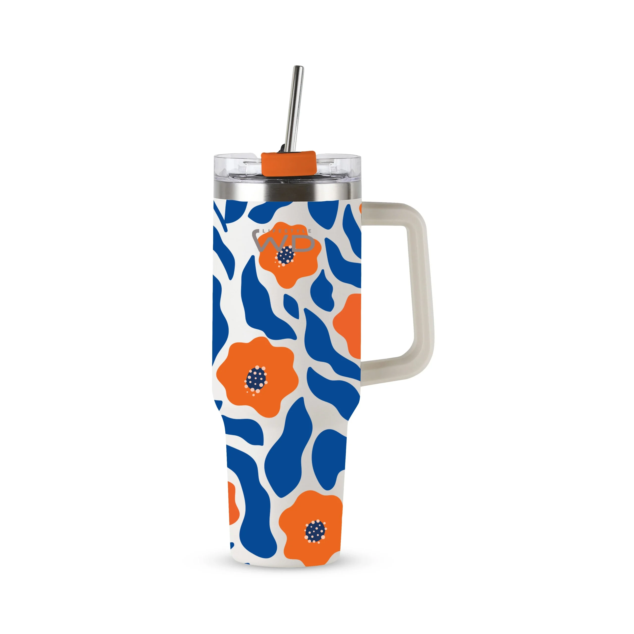 WD LifeStyle Mug Americana in Acciaio Inox 1,2 Lt Decoro Fiori