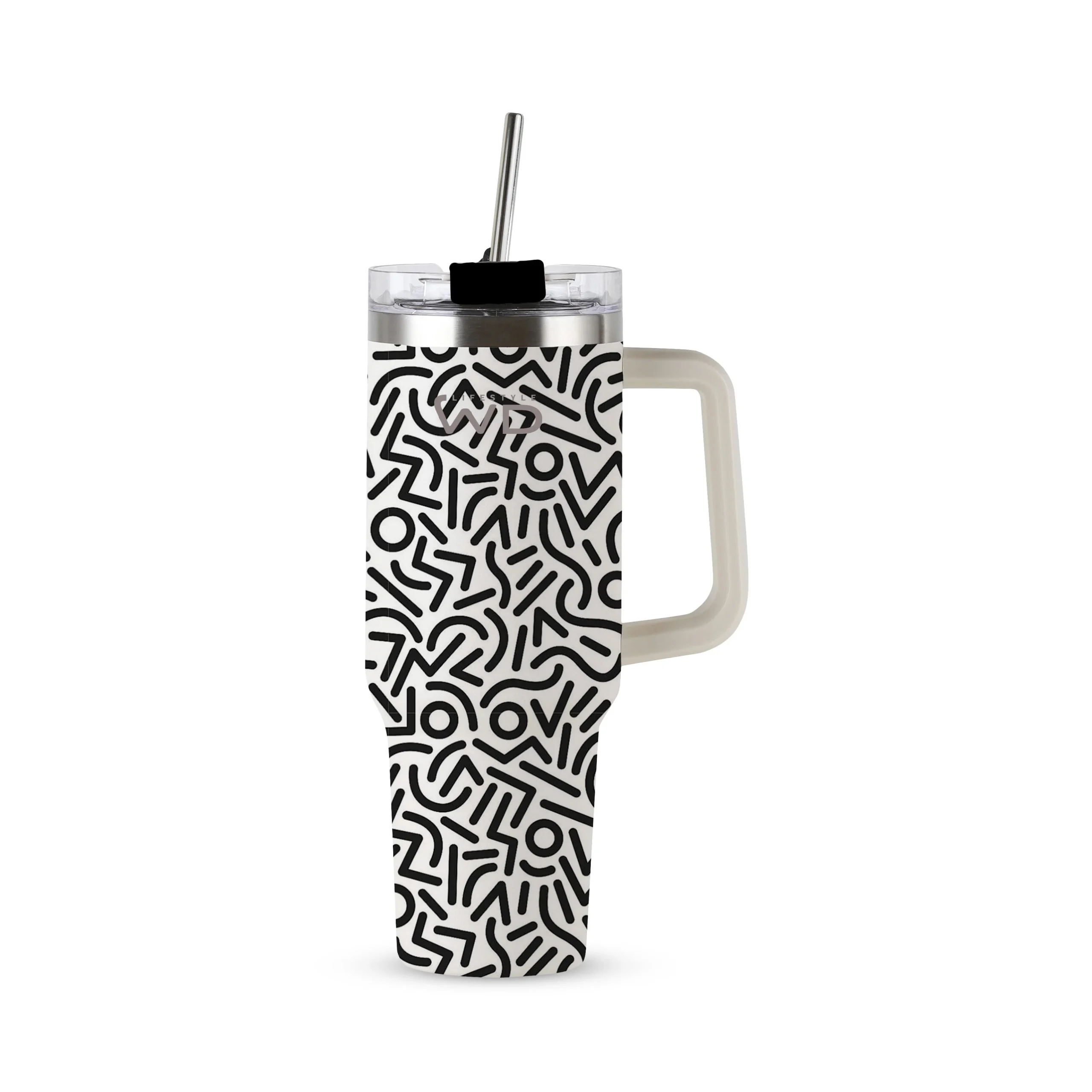WD LifeStyle Mug Americana in Acciaio Inox 1,2 Lt Decoro Geometrico