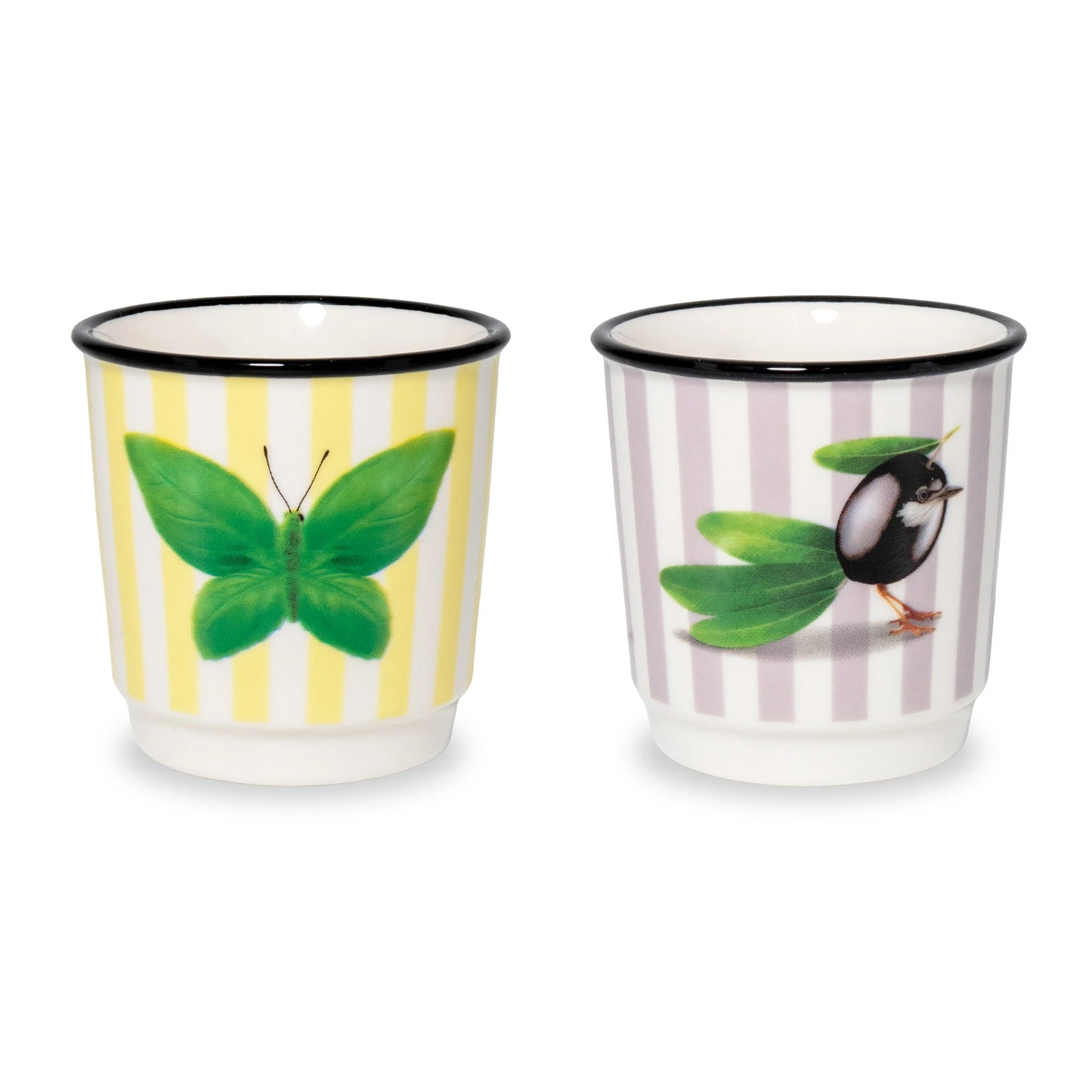 WD LifeStyle Set 2 Bicchierini Caffé Decoro Farfalla e Oliva