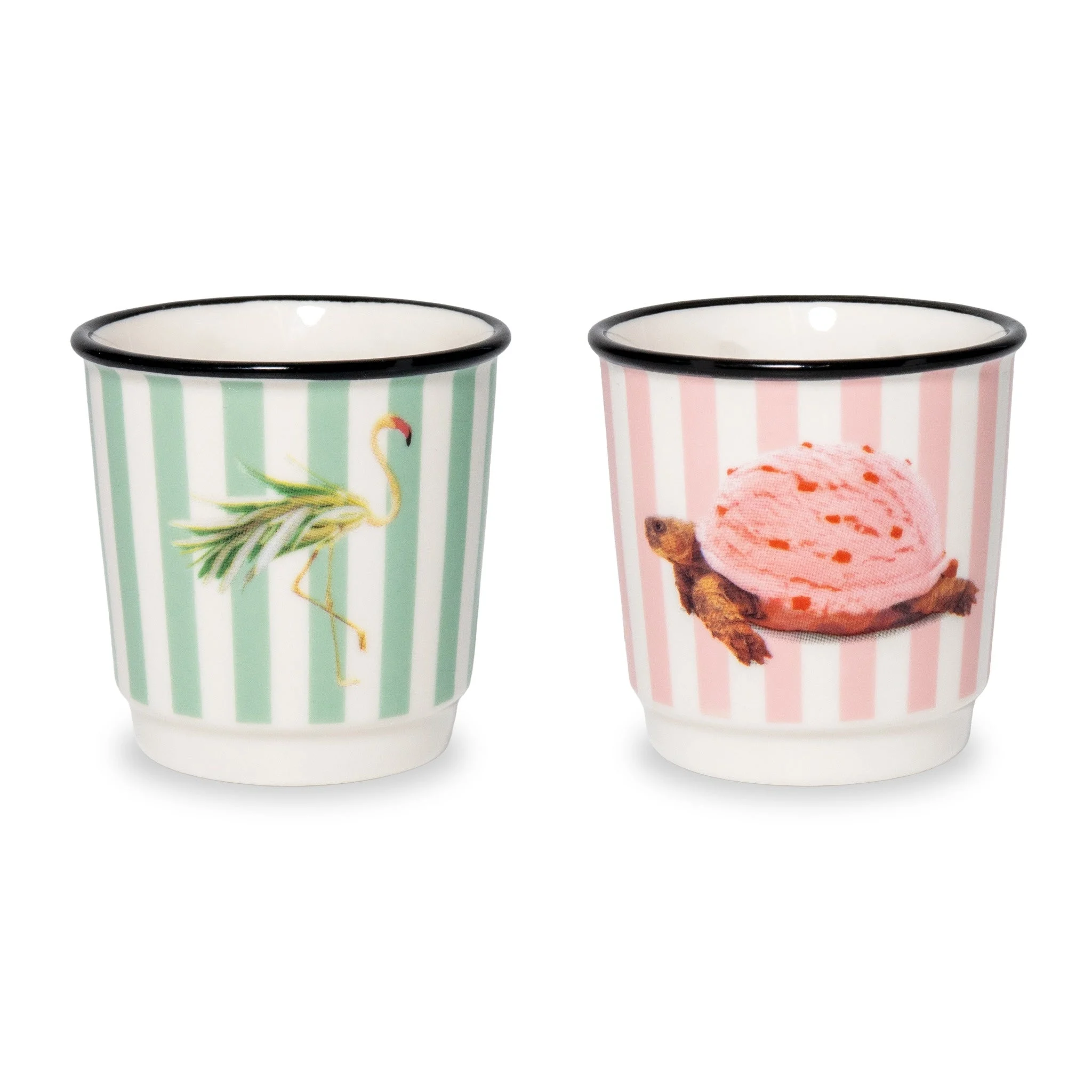 WD LifeStyle Set 2 Bicchierini Caffé Decoro Fenicottero e Tartaruga