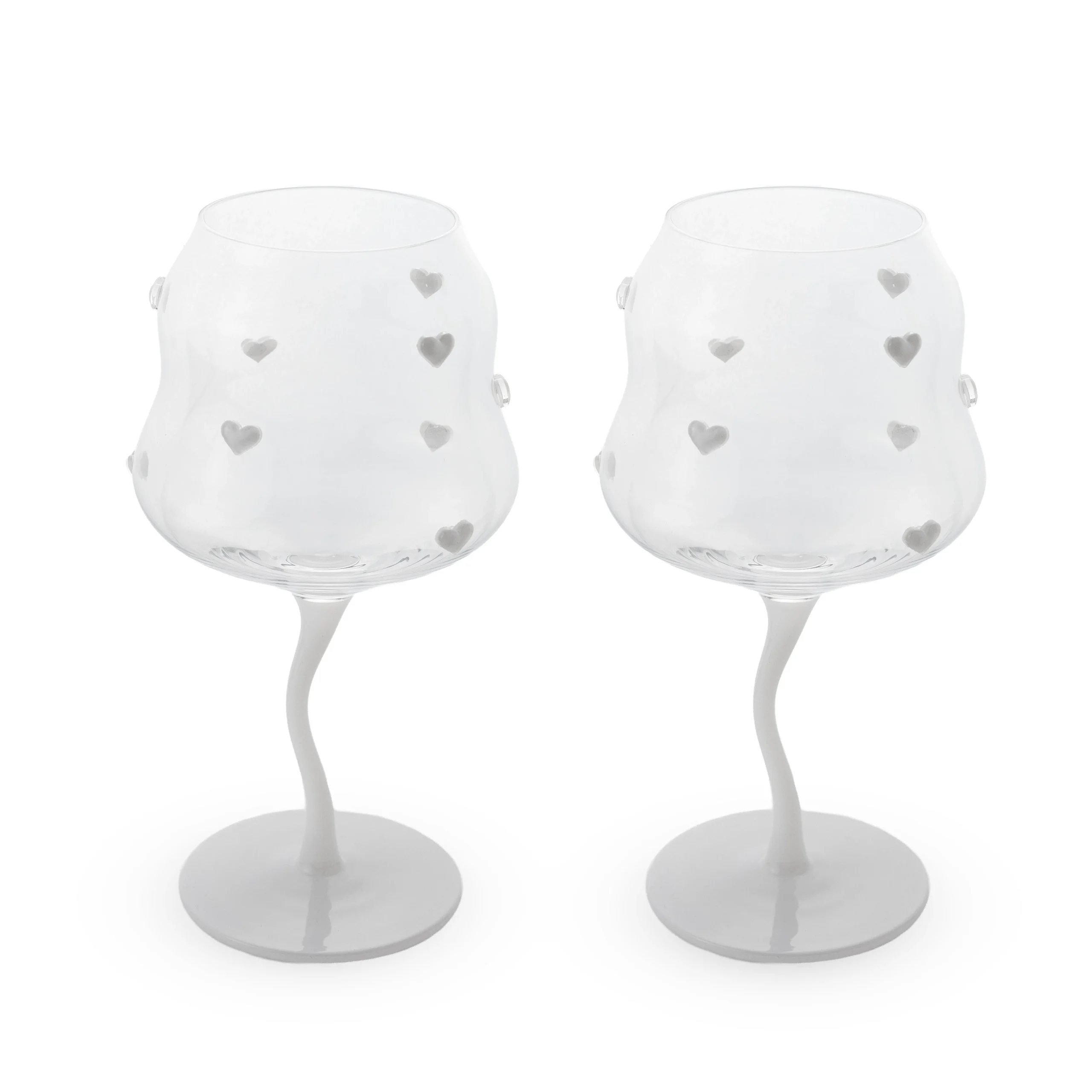 WD LifeStyle Set 2 Calici Cocktail 450 Ml Decoro Cuori Bianchi