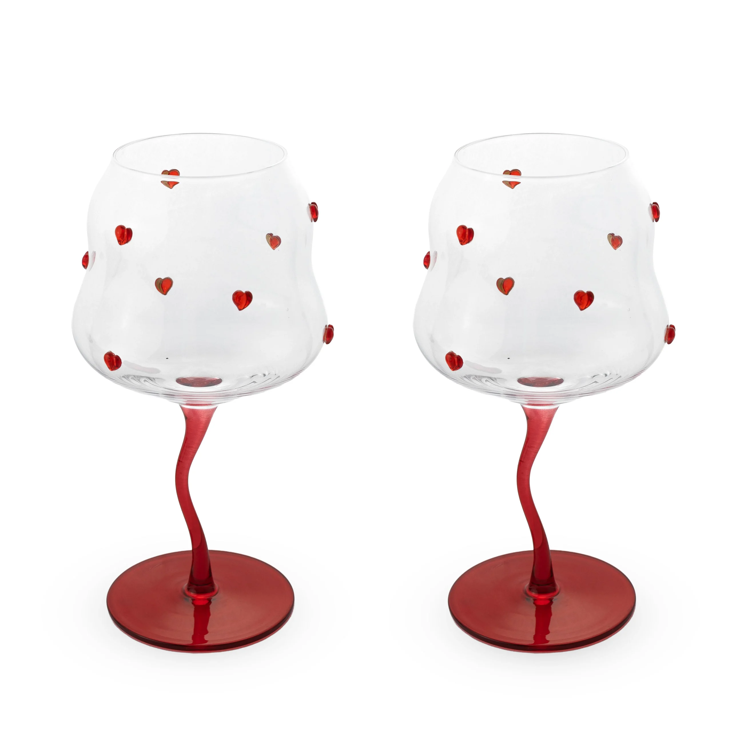 WD LifeStyle Set 2 Calici Cocktail 450 Ml Decoro Cuori Rossi