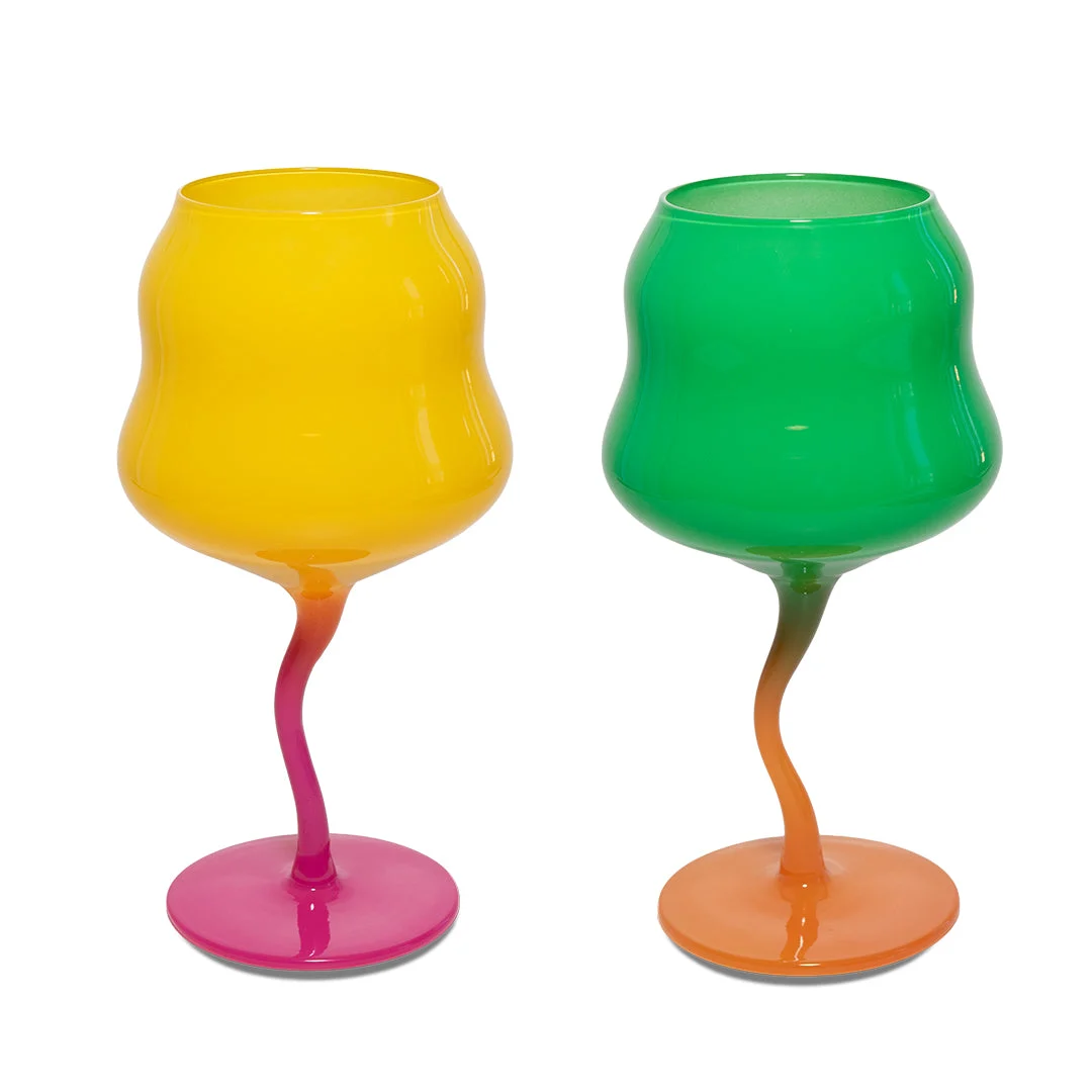 WD LifeStyle Set 2 Calici Cocktail 450 Ml Giallo e Rosa, Verde e Arancione