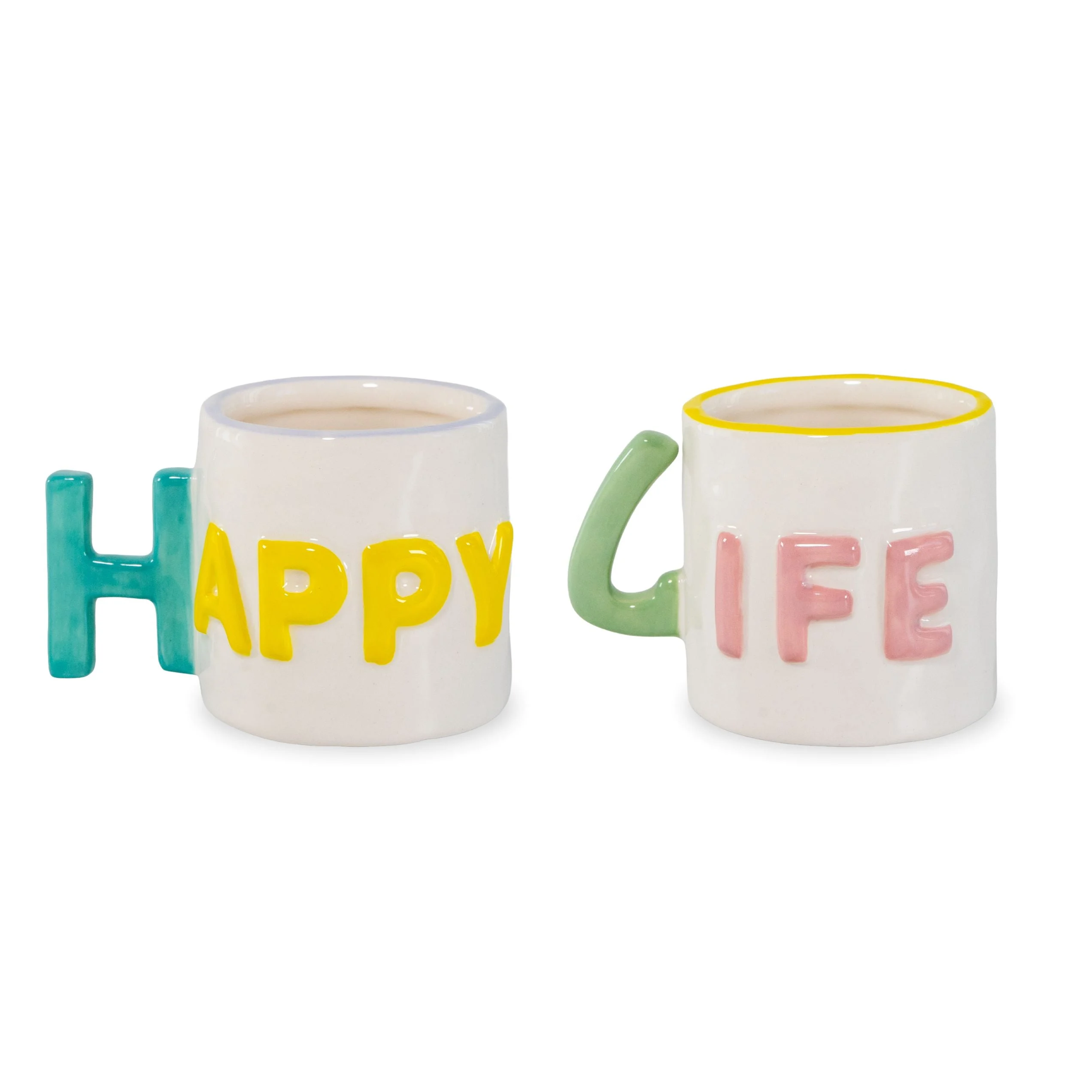 WD LifeStyle Set 2 Tazzine Caffé in Stoneware 100 Ml Decoro Happy Life