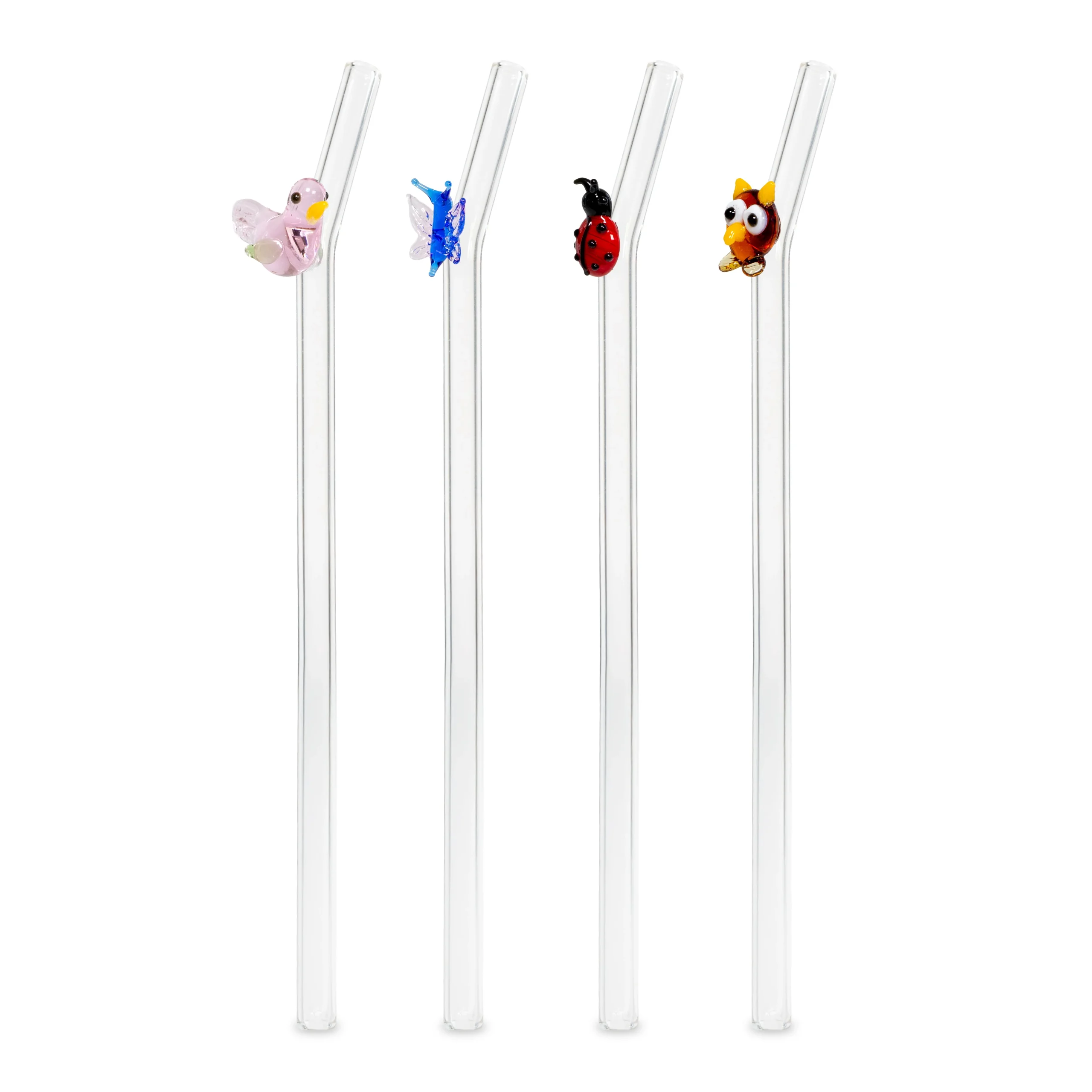 WD LifeStyle Set 4 Cannucce in Vetro Scovolino Decoro Animali