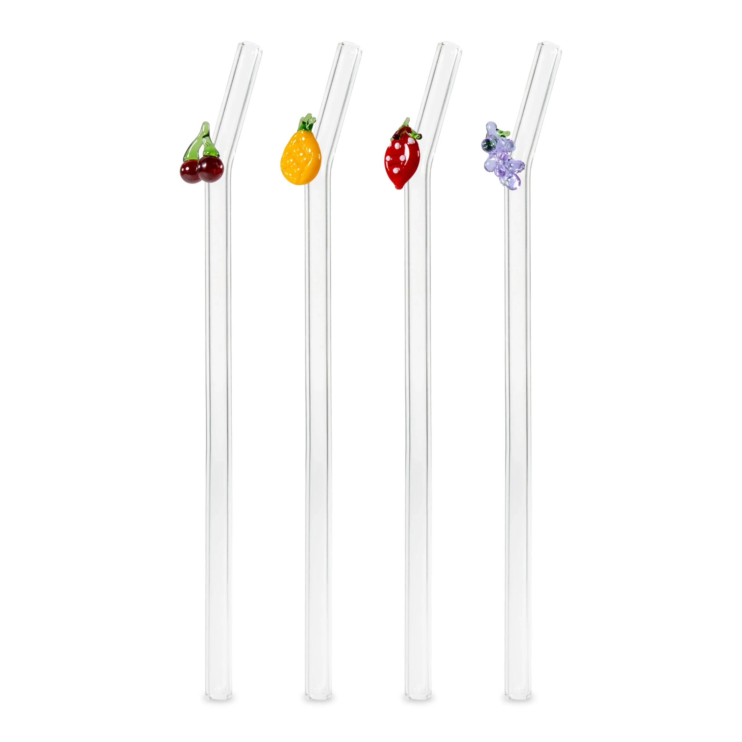 WD LifeStyle Set 4 Cannucce in Vetro Scovolino Decoro Frutta