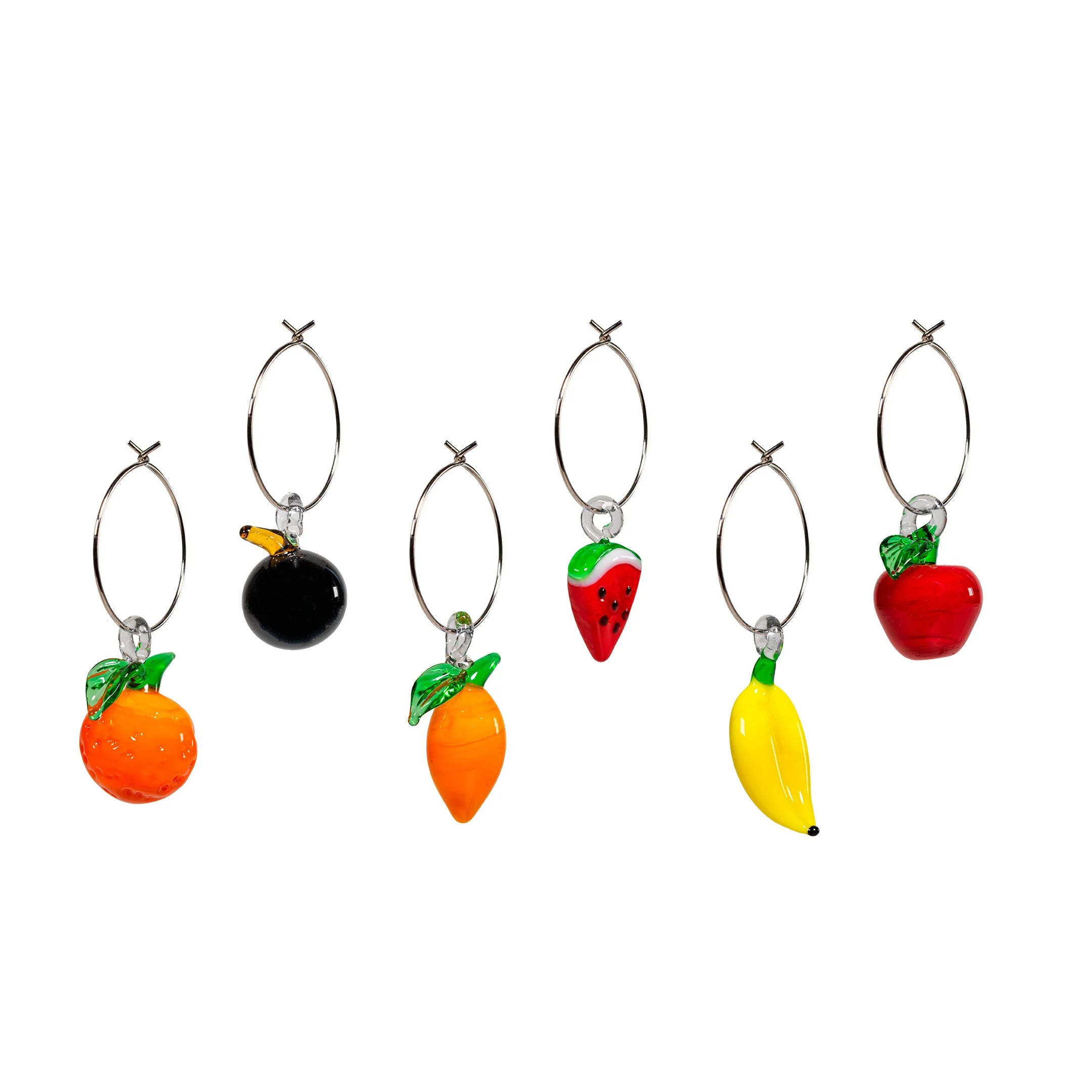 WD LifeStyle Set 6 Anellini Segnaposto Vetro Colorato Decoro Frutta