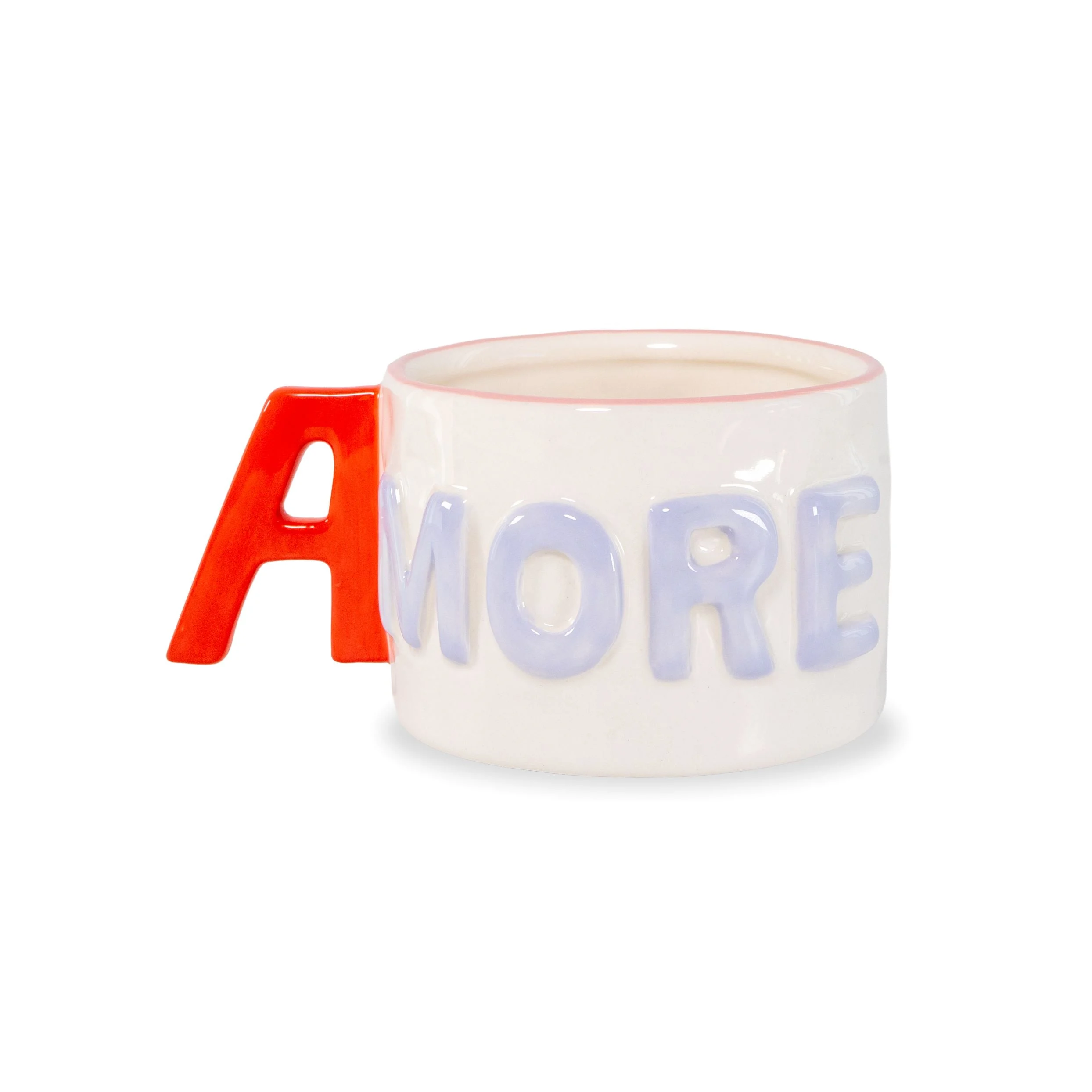 WD LifeStyle Tazza Colazione in Stoneware 440 Ml Decoro Amore Rosso Viola