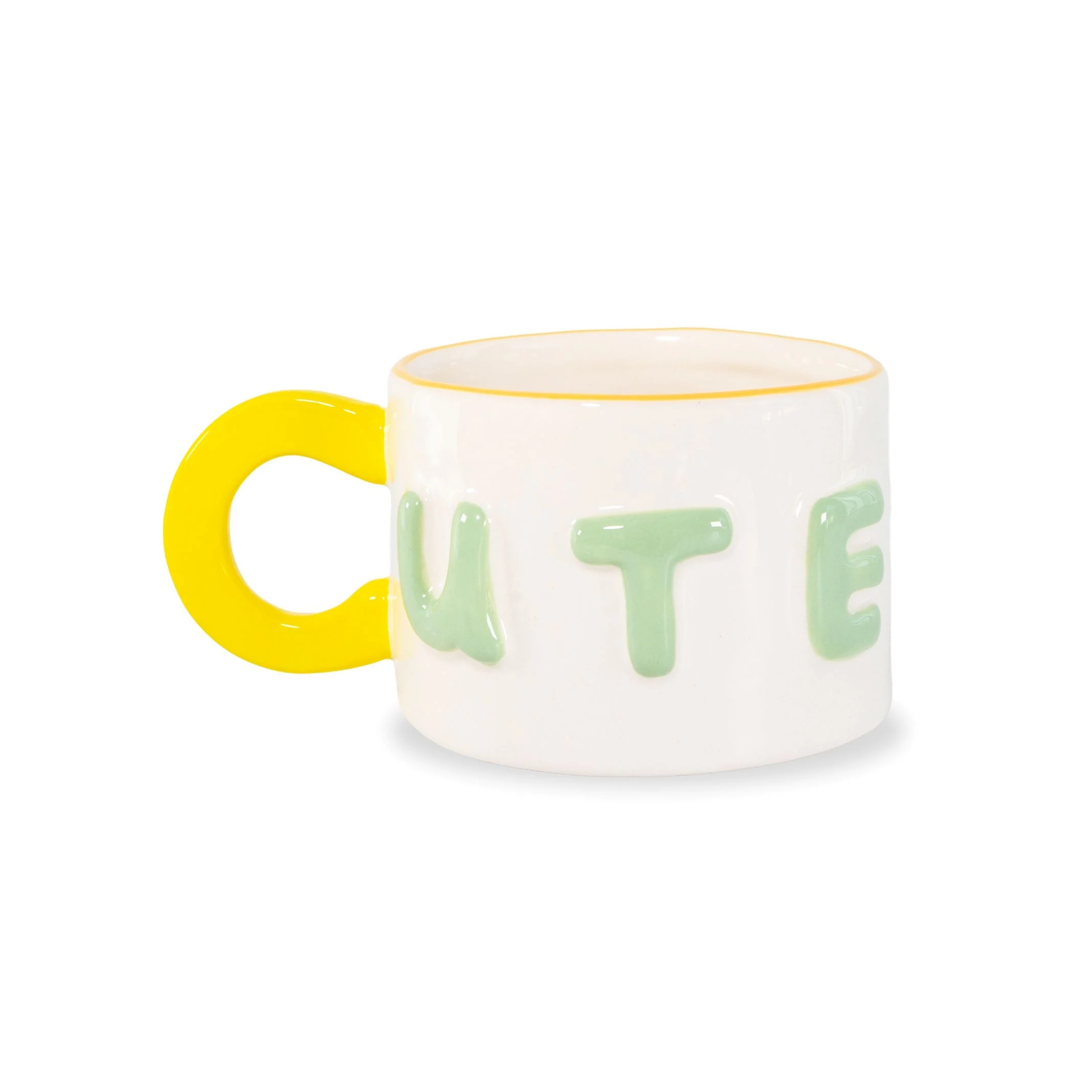 WD LifeStyle Tazza Colazione in Stoneware 440 Ml Decoro Cute Giallo Verde