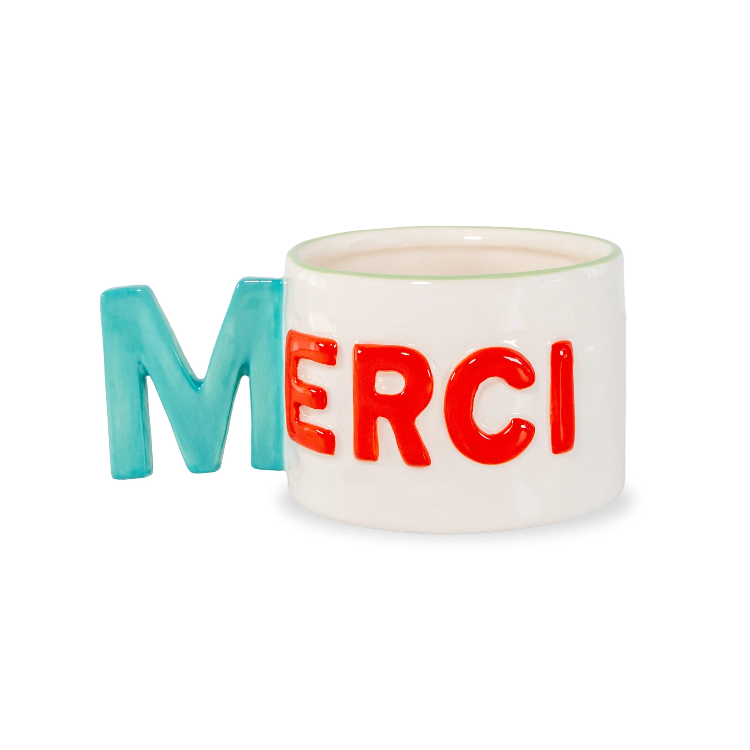 WD LifeStyle Tazza Colazione in Stoneware 440 Ml Decoro Merci Rosso Verde
