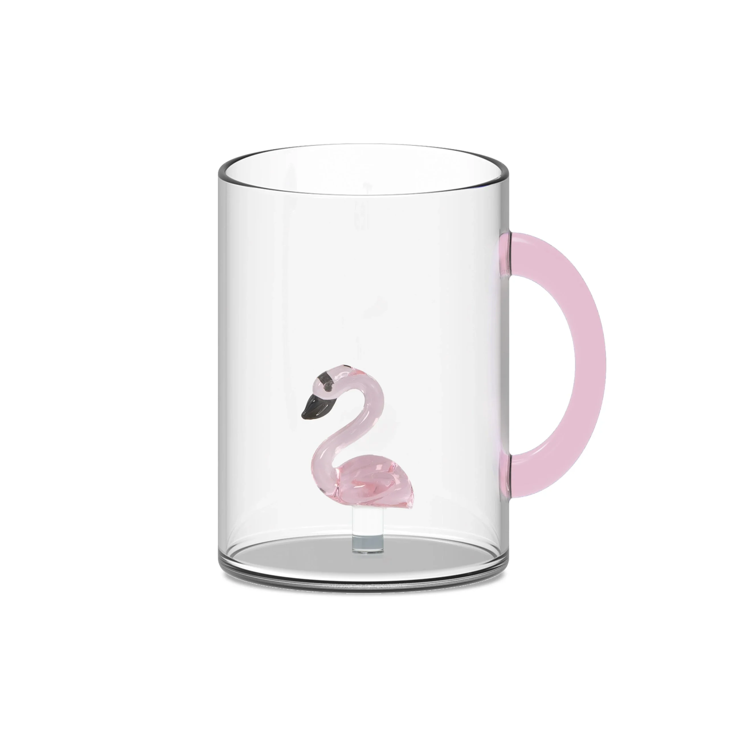 WD LifeStyle Tazza Vetro Borosilicato Cc 420 ml Decoro Fenicottero