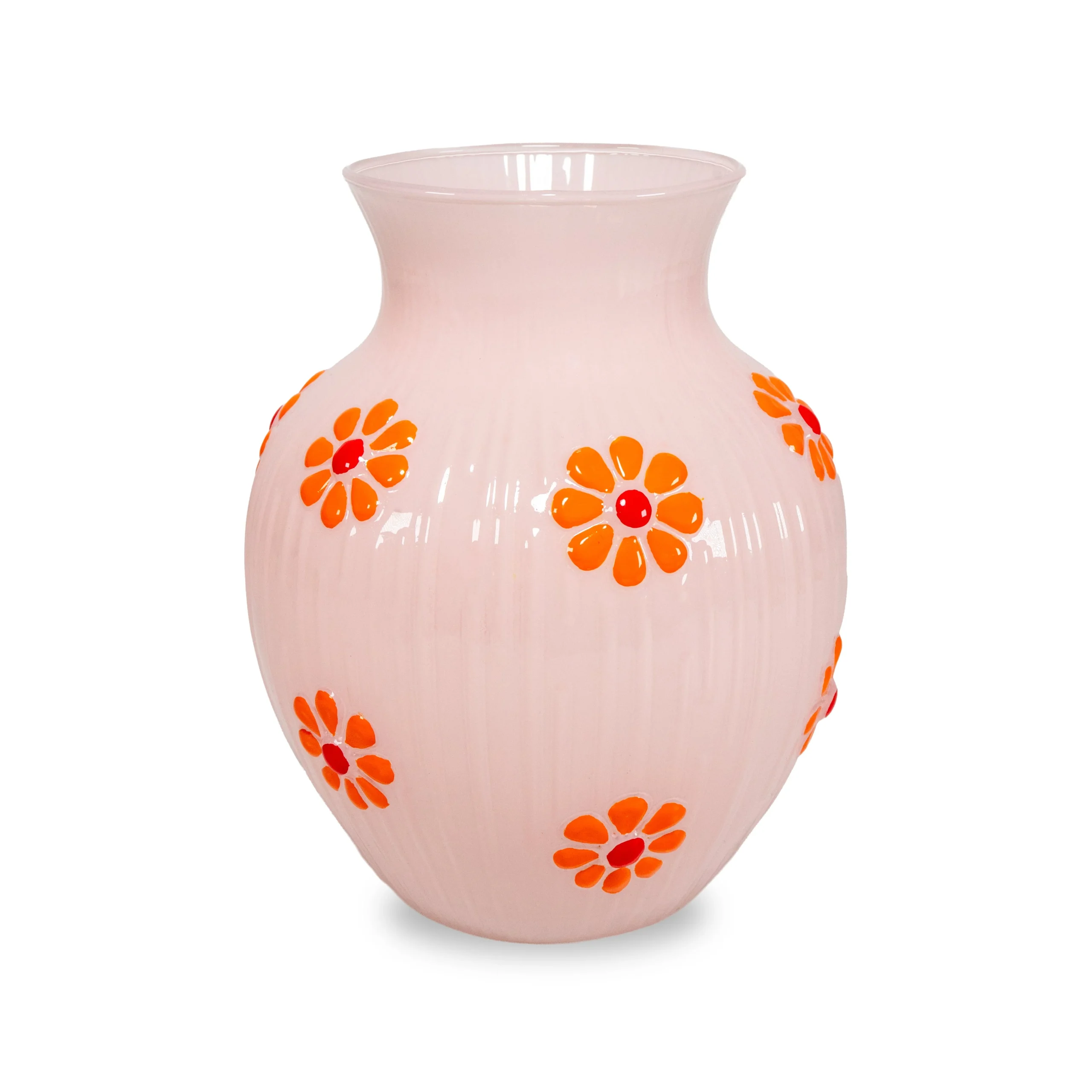 WD LifeStyle Vaso in Vetro con Decorazioni Esterne Pesca