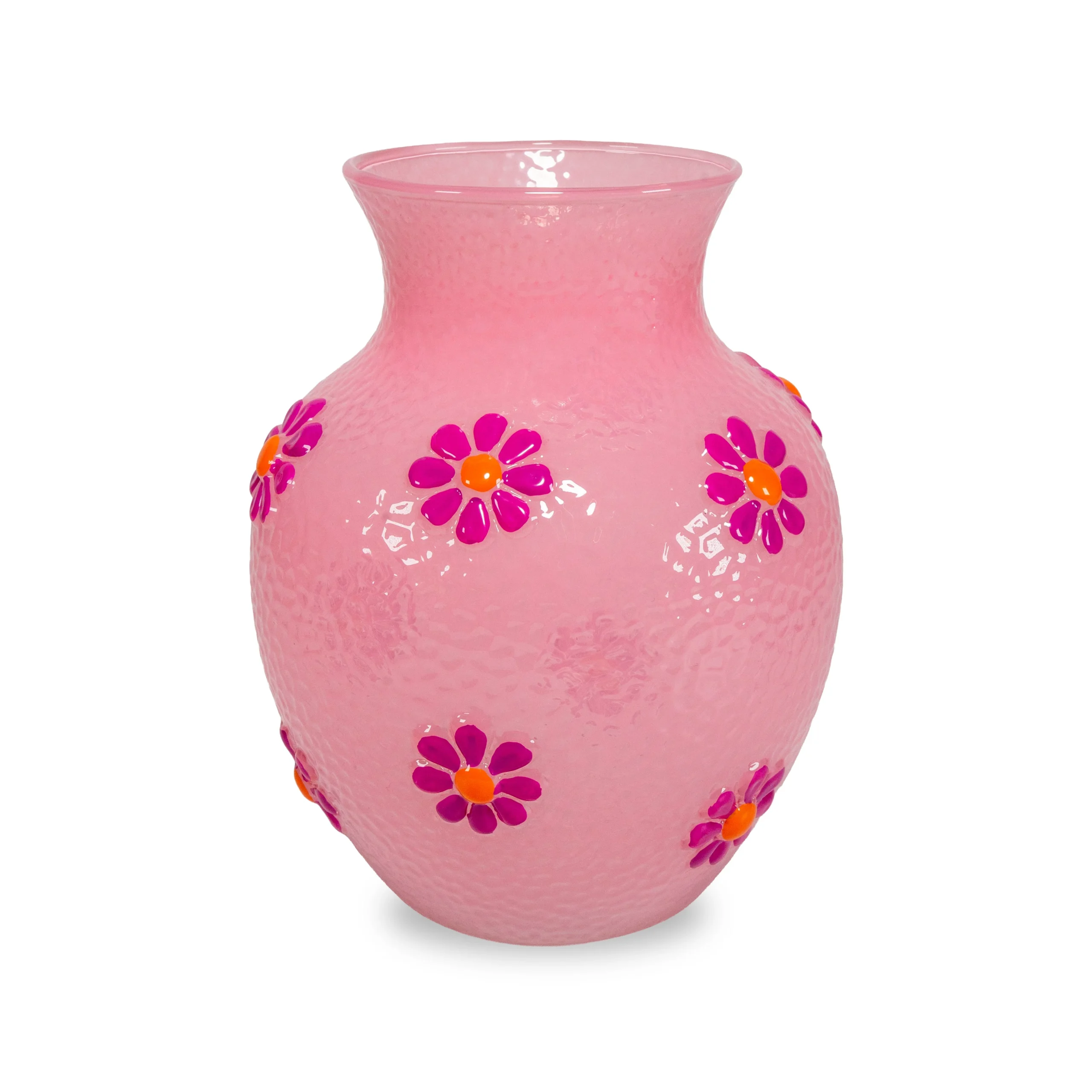 WD LifeStyle Vaso in Vetro con Decorazioni Esterne Rosa