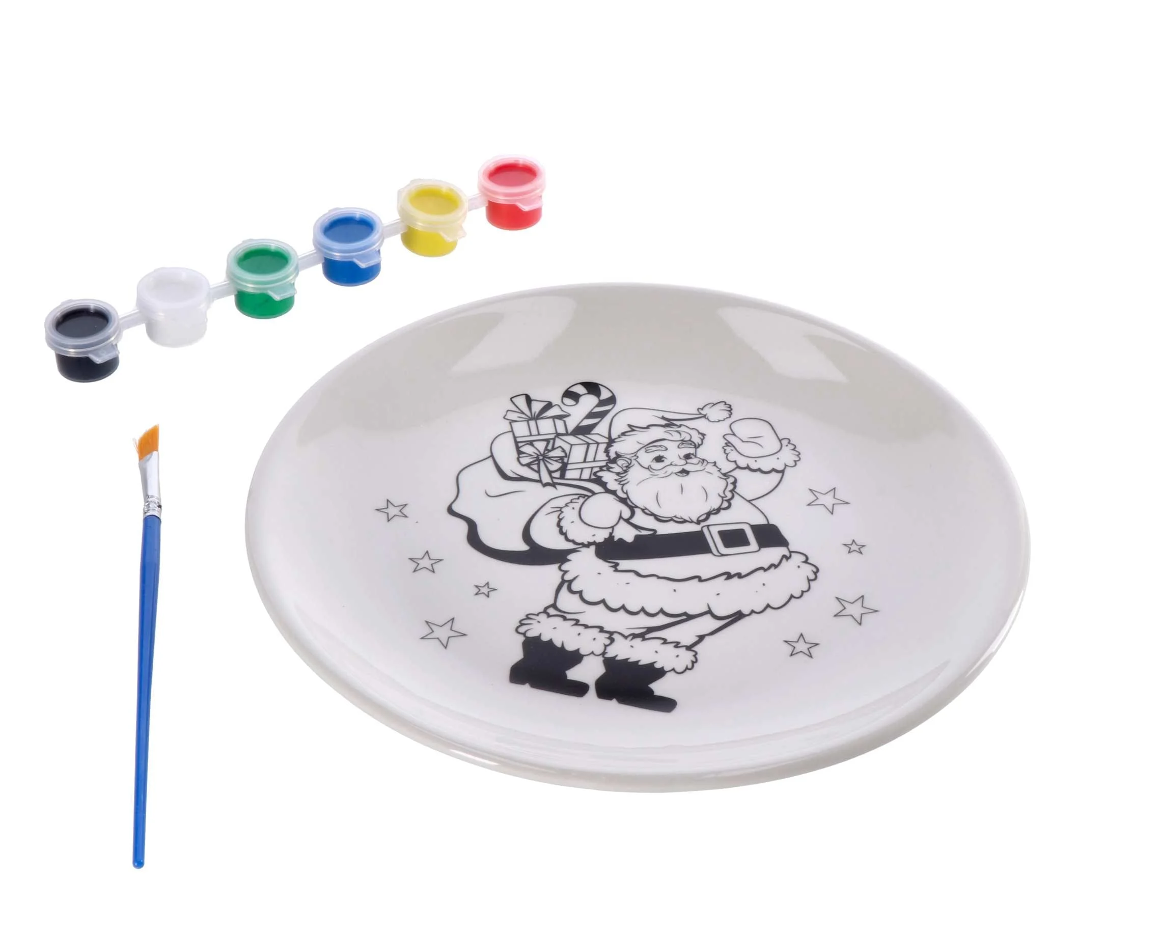 Ad Trend Piatto Natale con Pennello e 6 Tempere D 21 Cm Ass. Bianco 1 Pz