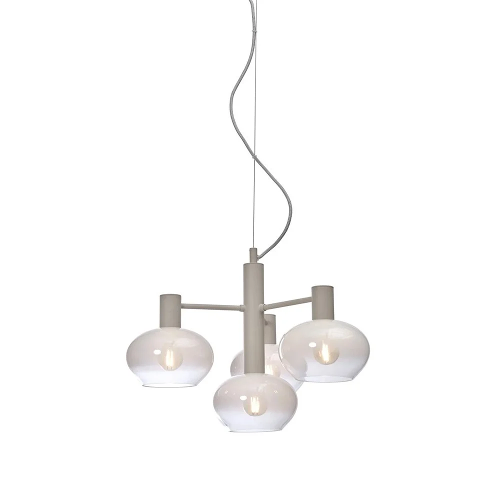 Lampada a sospensione Bologna con 4 bracci - bianco latte