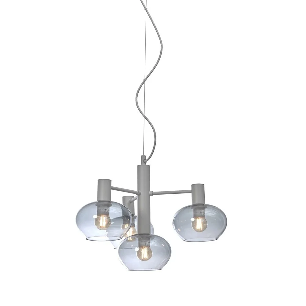 Lampada a sospensione Bologna con 4 bracci - grigio