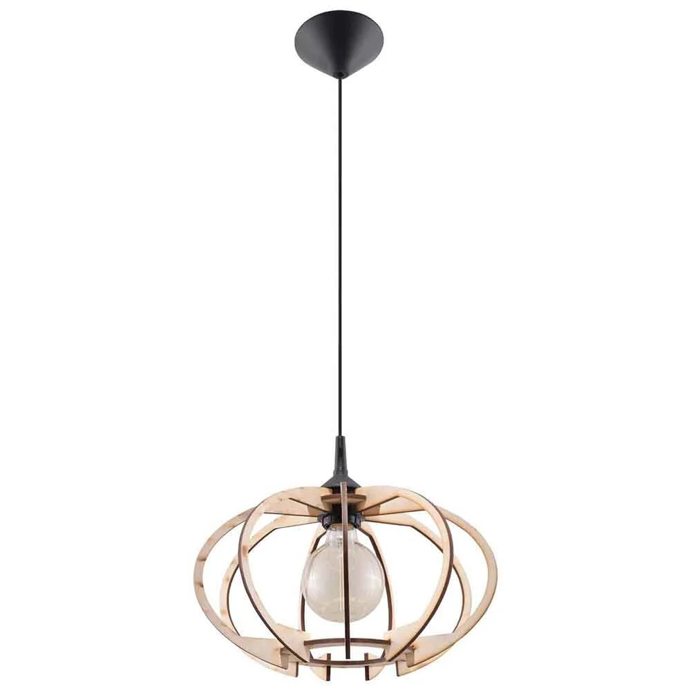 Lampada a sospensione Mandelino di Sollux con paralume in legno
