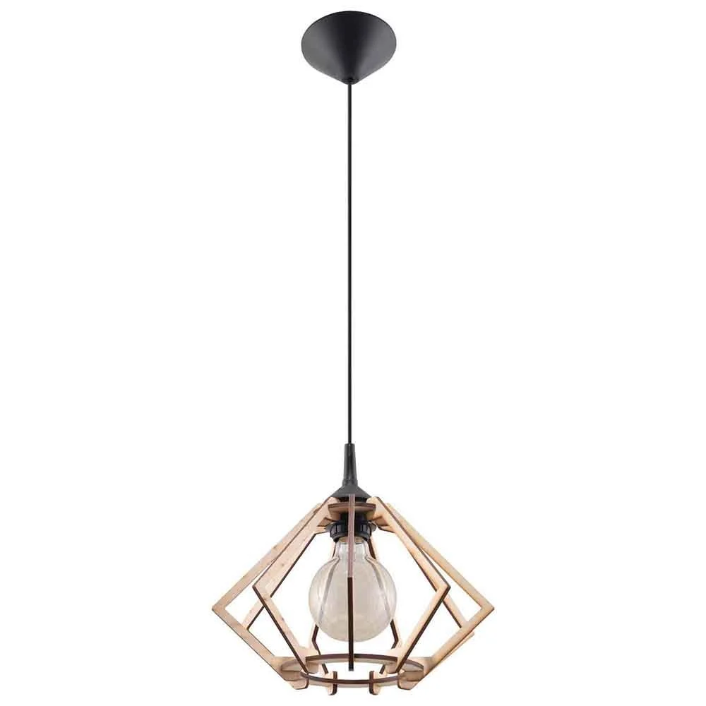 Lampada a sospensione Pompelmo di Sollux con paralume in legno