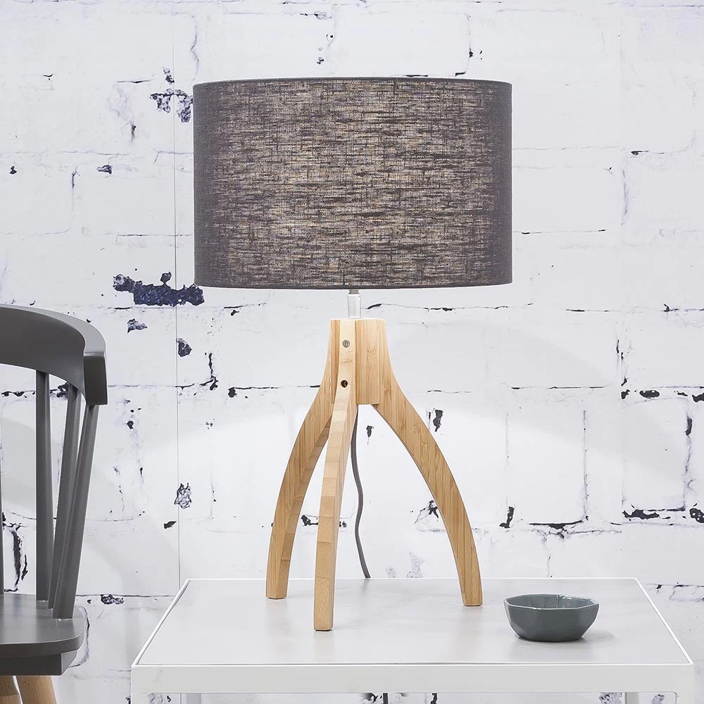 Lampada da tavolo Annapurna in lino grigio scuro